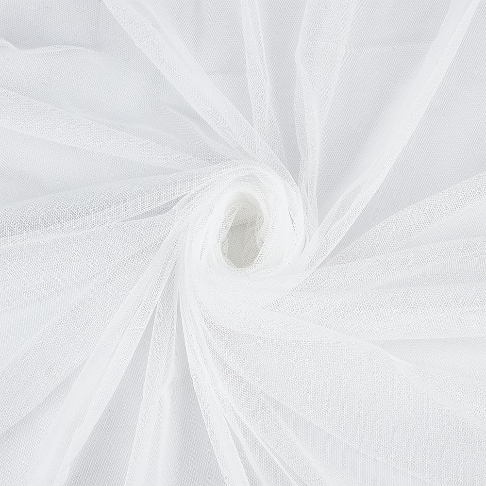OLYCRAFT 2m/2.2 Yards White Micro Mesh Fabric 1.6~1.7m Wide No Stretch Net Fabric Mesh Polyester Mesh Sheer Tulle Lace Fabric for Gift Wrapping DIY Sewing Crafts Wedding Party Decorations