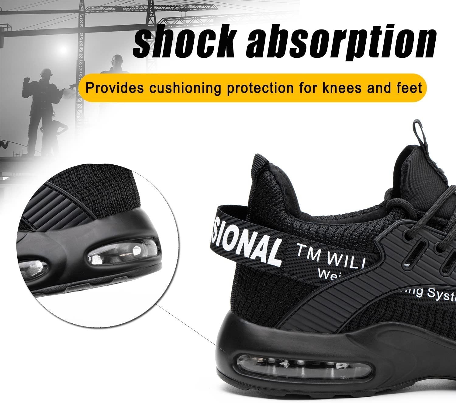 Męskie buty ochronne, lekkie buty robocze, stalowy nosek, damskie, sportowe, antypoślizgowe, Czarny Y92, 44 EU