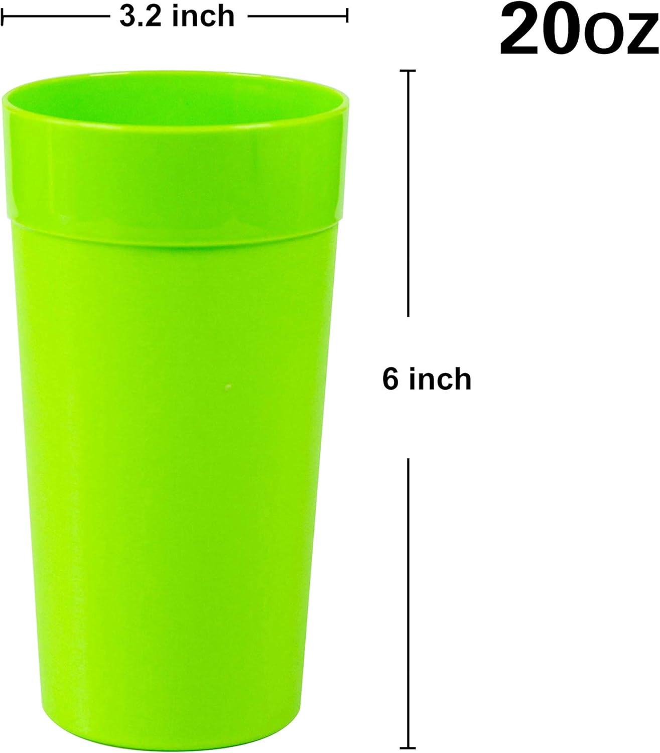 Youngever 18 Pack 600ML Reusable Plastic Tumblers, Unbreakable