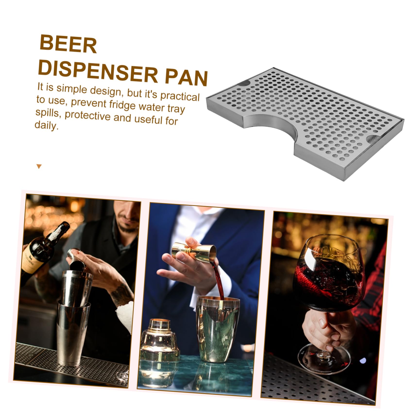 Bandeja de Goteo para Dispensador de Cerveza, Acero Inoxidable 304, 1 | Plata, Formato Compacto para Kegerator, Pieza de Recogida Base Antideslizante