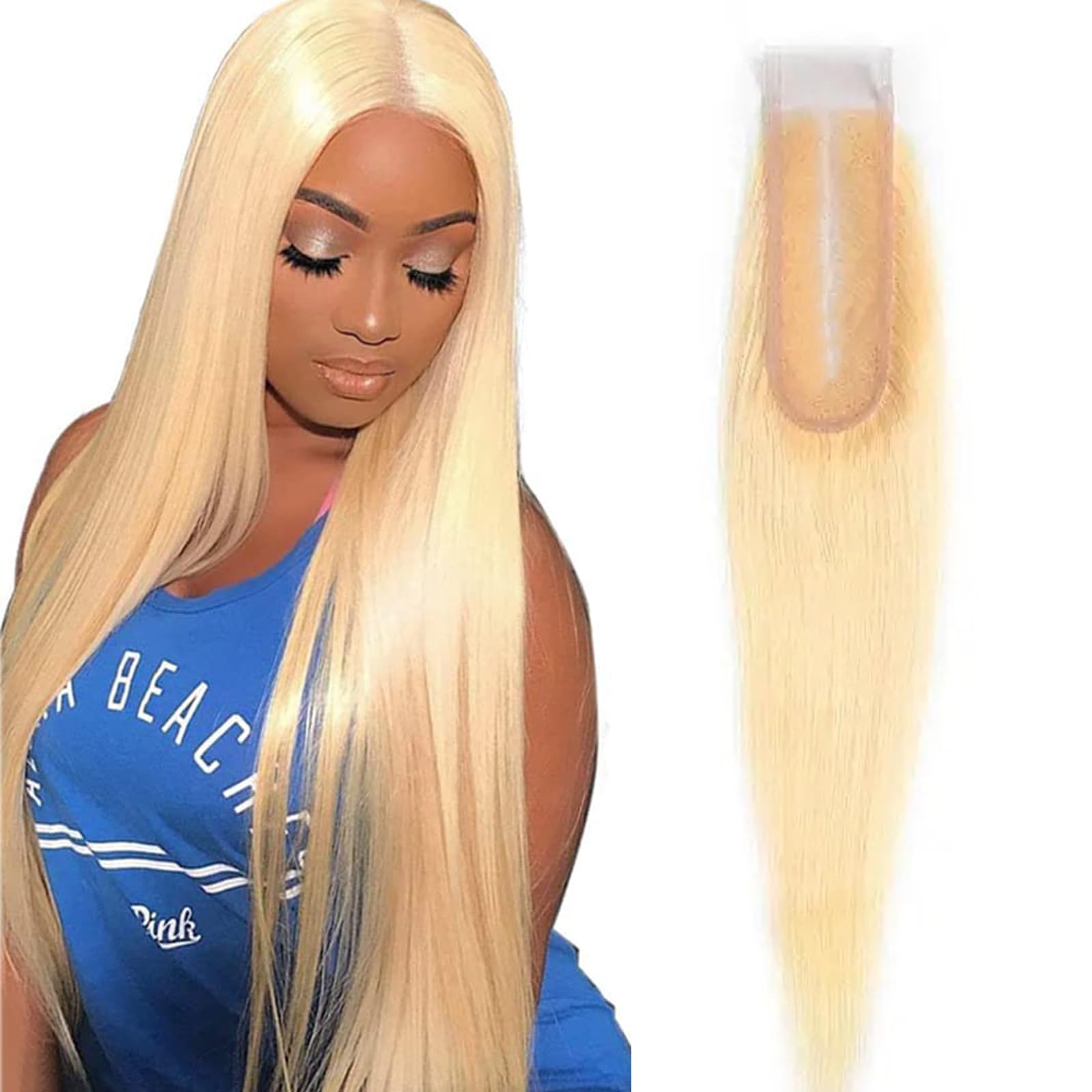 613 Blonde 2x6 Transparent Lace Closure 12A Grade Brazilian Straight Human Virgin Hair Swiss Lace Closure Pre Plucked With Baby Hair 10 inch
