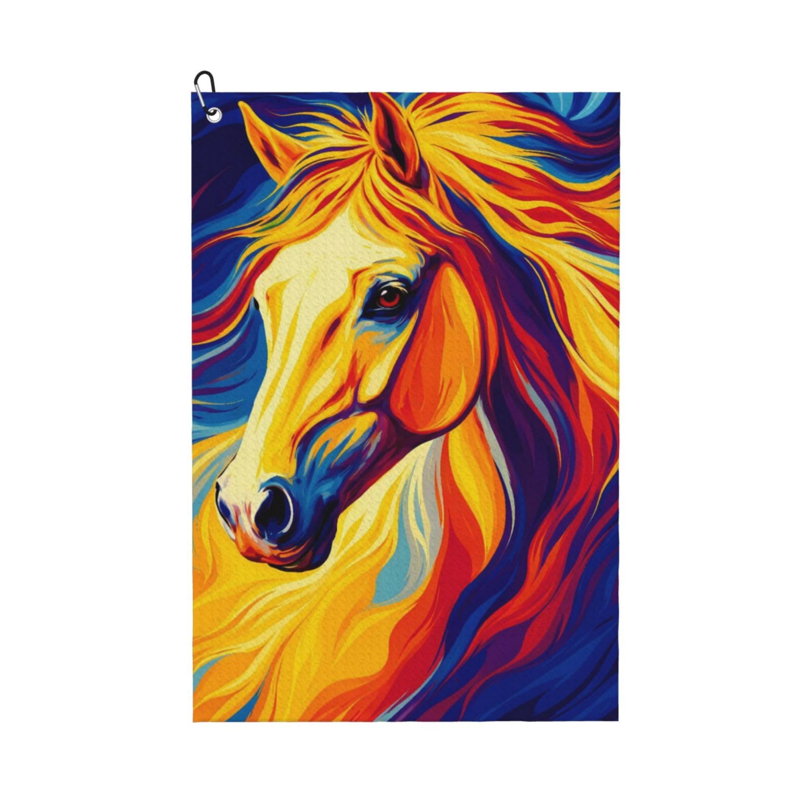 Oudrspo Vibrant Colorful Horse Multi-Functional Golf Towel | Absorbent Quick Drying 16x24in