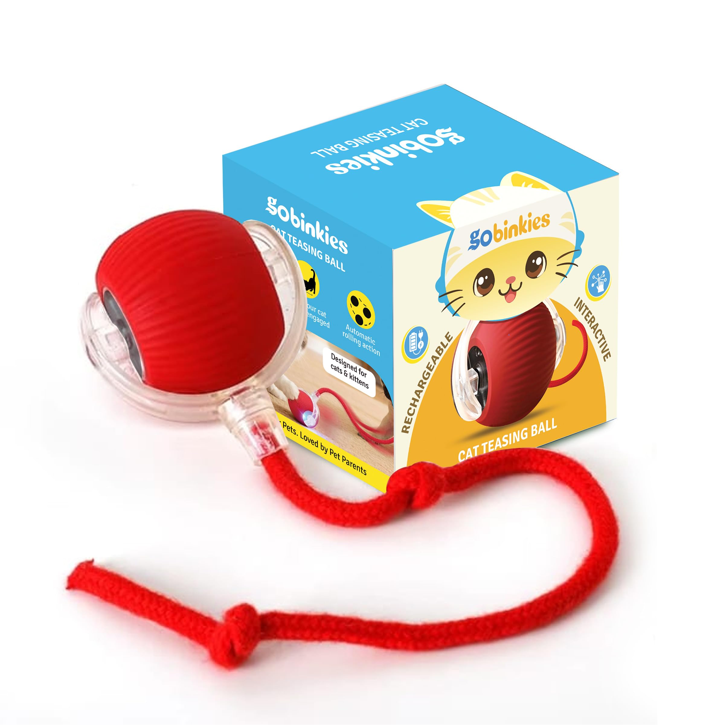 Interactive Smart Rolling LED Ball Toy for Cats, Automatic & USB Rechargeable Chase Ball with Speedy Tail Rope, Indoor Kitten Puppy- Pet Exercise, IQ Training, Fun & Engaging for Dogs & Cats-image-38