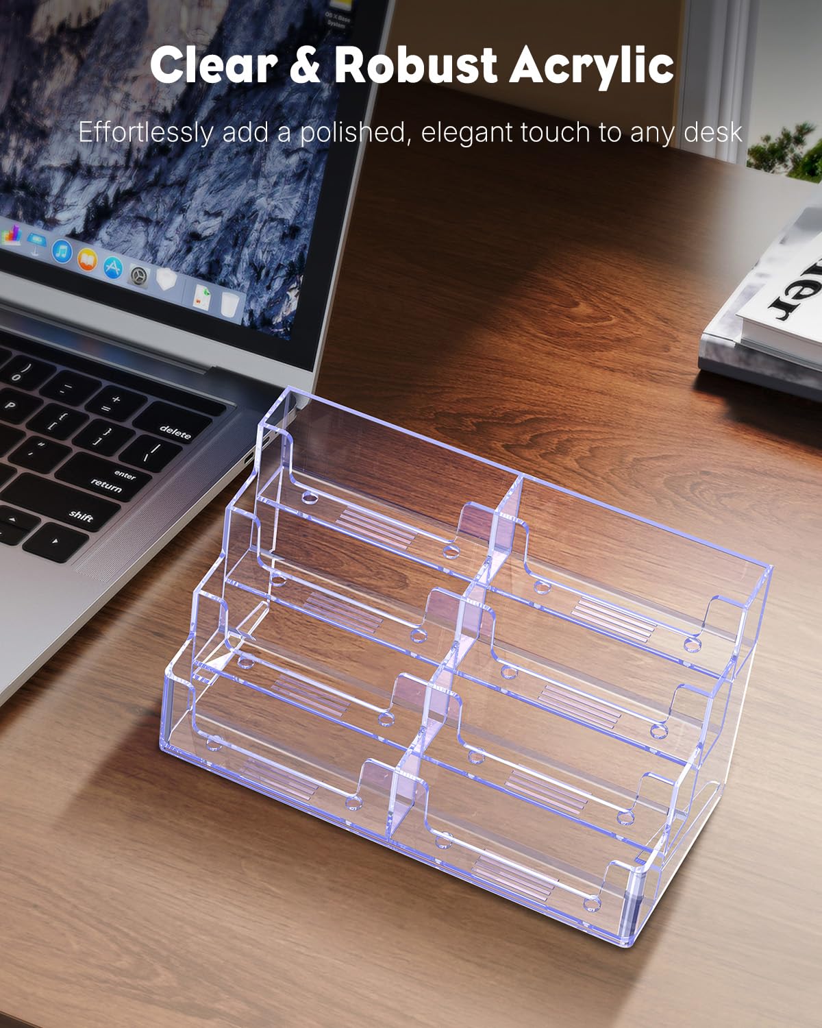 Przezroczysty stojak na wizytówki, Akrylowe etui na wizytówki z 4-8 przegródkami biurko(8 Slot,4 Pack)