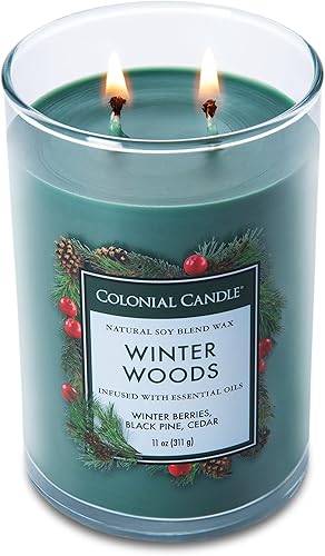 Vista 146 de Colonial Candle Vela perfumada en frasco, cilindros clásicos, brillo navideño, 2 mechas, 19 onzas, morado