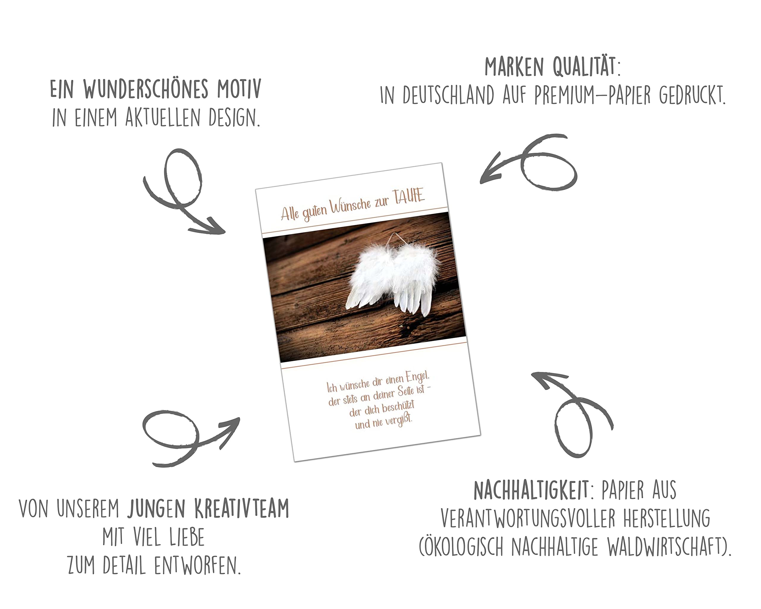 Edition Seidel Carte De Vœux De Baptême De Qualité Supérieure Avec Gaufrage Argenté Et Enveloppe - Carte Unique Pour Baptême - Carte De Vœux - Carte De Vœux - Cœur - Fleurs