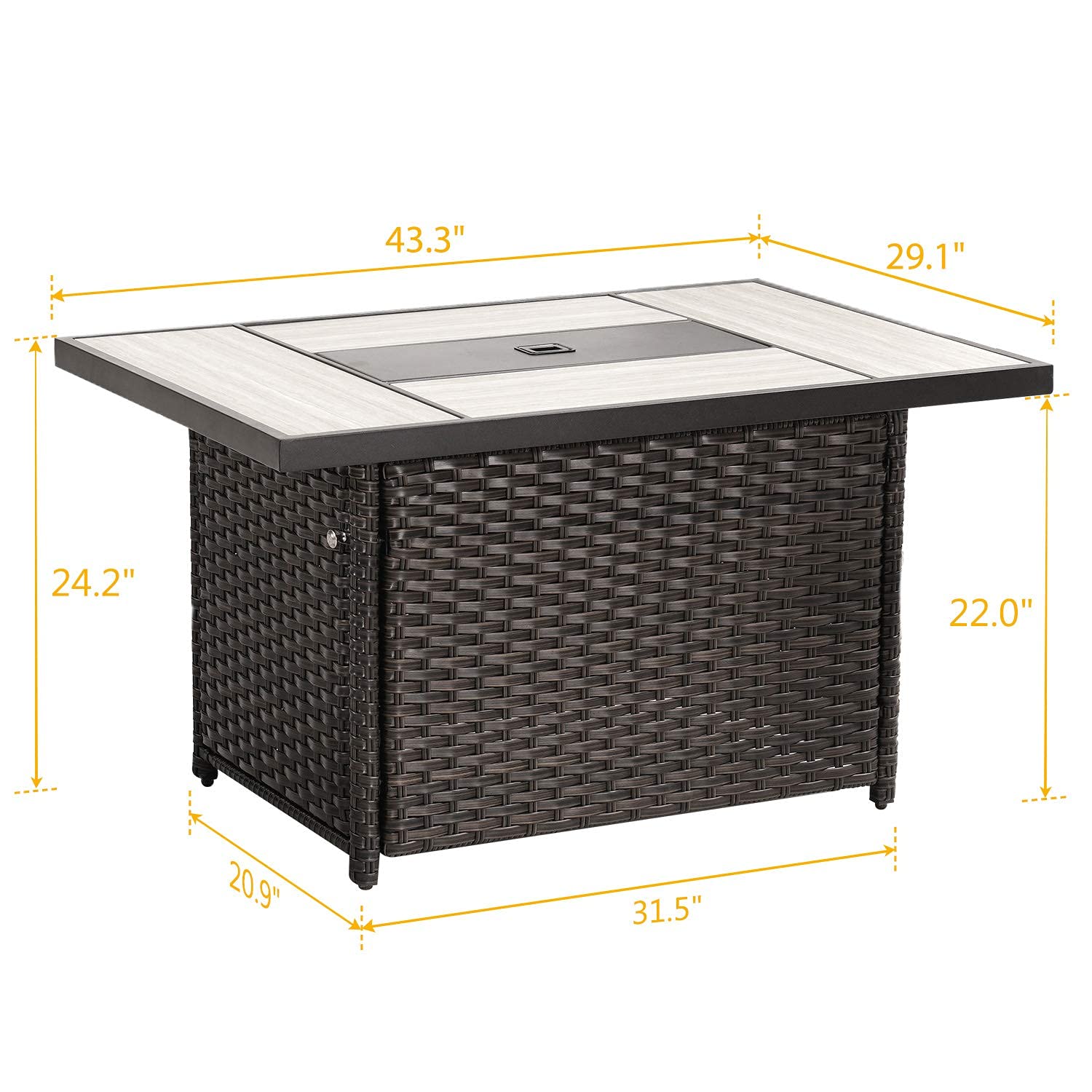 Buy Grand Patio Outdoor Gas Fire Pit Table, 43 Inch 50,000 BTU Rectangle Patio Propane Fire Pit