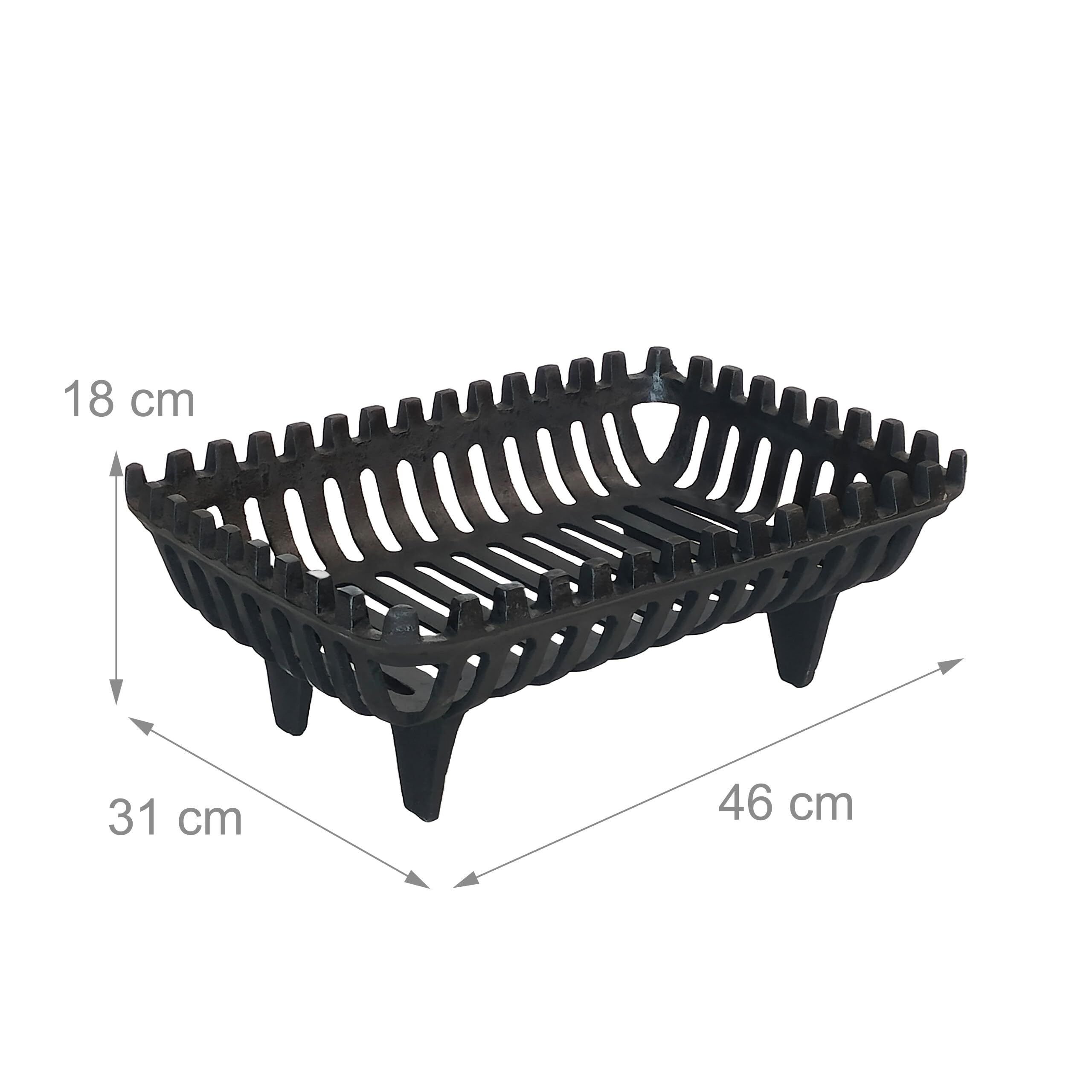 Rejilla para Chimenea Relaxdays, Fuego Bock, HBT: 18 x 46 x 31 cm, Macizo, Pesado, Hierro Fundido, Negro