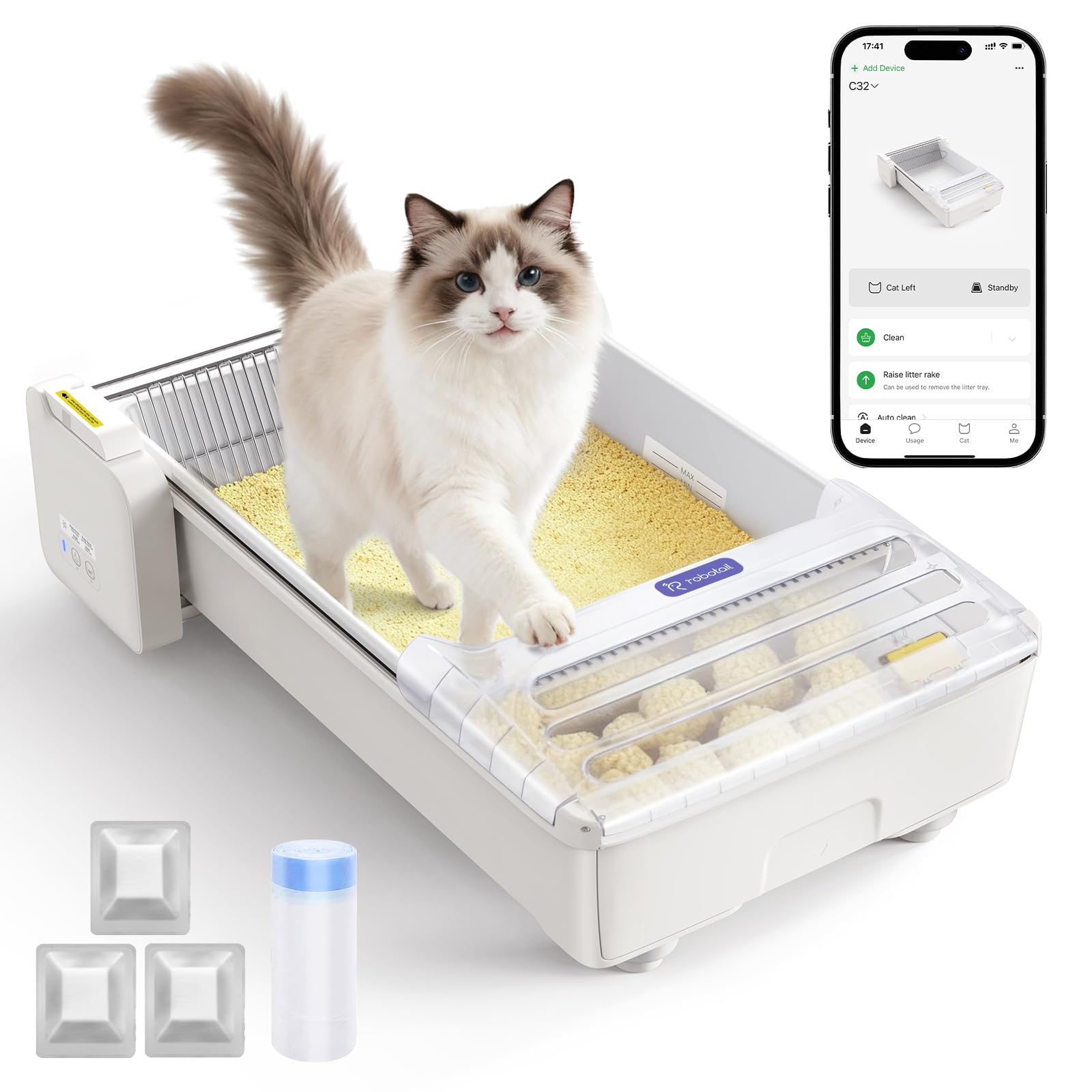 Open-Top Self Cleaning Cat Litter Tray Automatic Litter Box