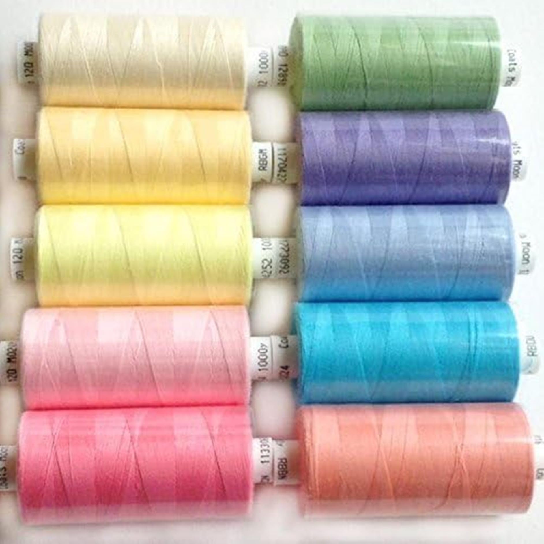 10 x Coats Moon Polyester All Purpose Sewing Overlocker Quilting Stitching Thread Set 1000 Yards Each 120’s (Natural) Box of 10 reels + 2 (1 White, 1 Black) spools Free
