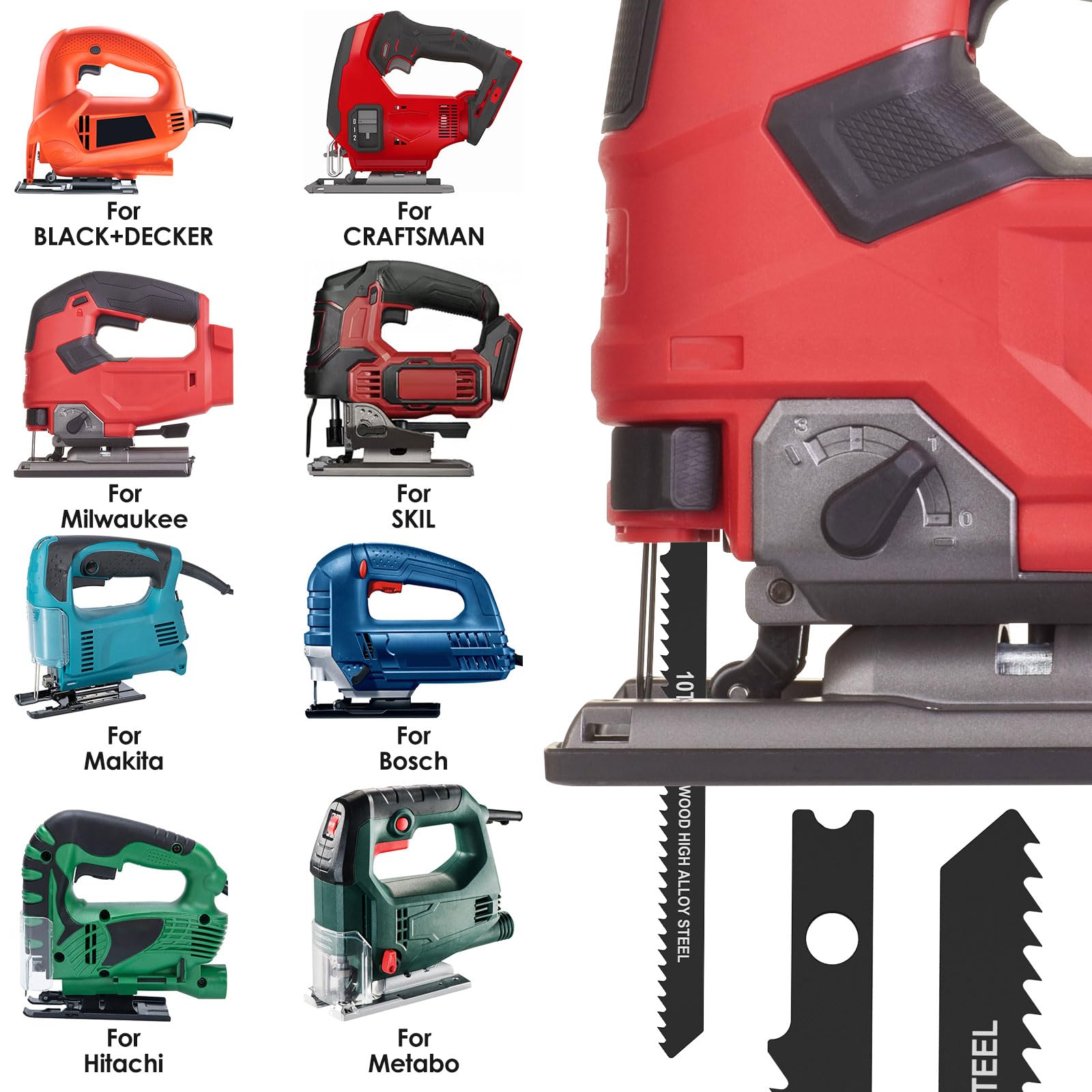 14-Piece Jig Saw Blade Set - U-Shank, High Carbon Steel For Wood, Metal & Plastic