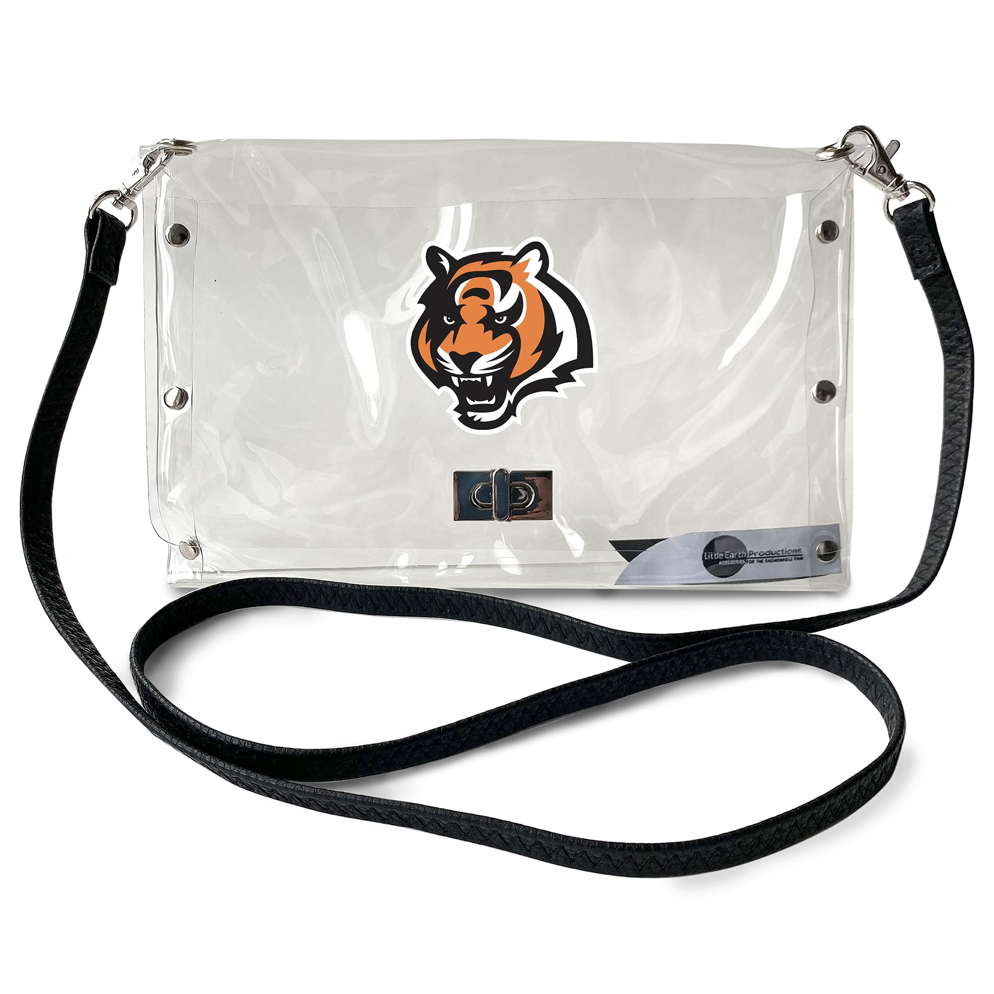 Littlearth womens NFL Clear Envelope Purse With Black Fashion Strap