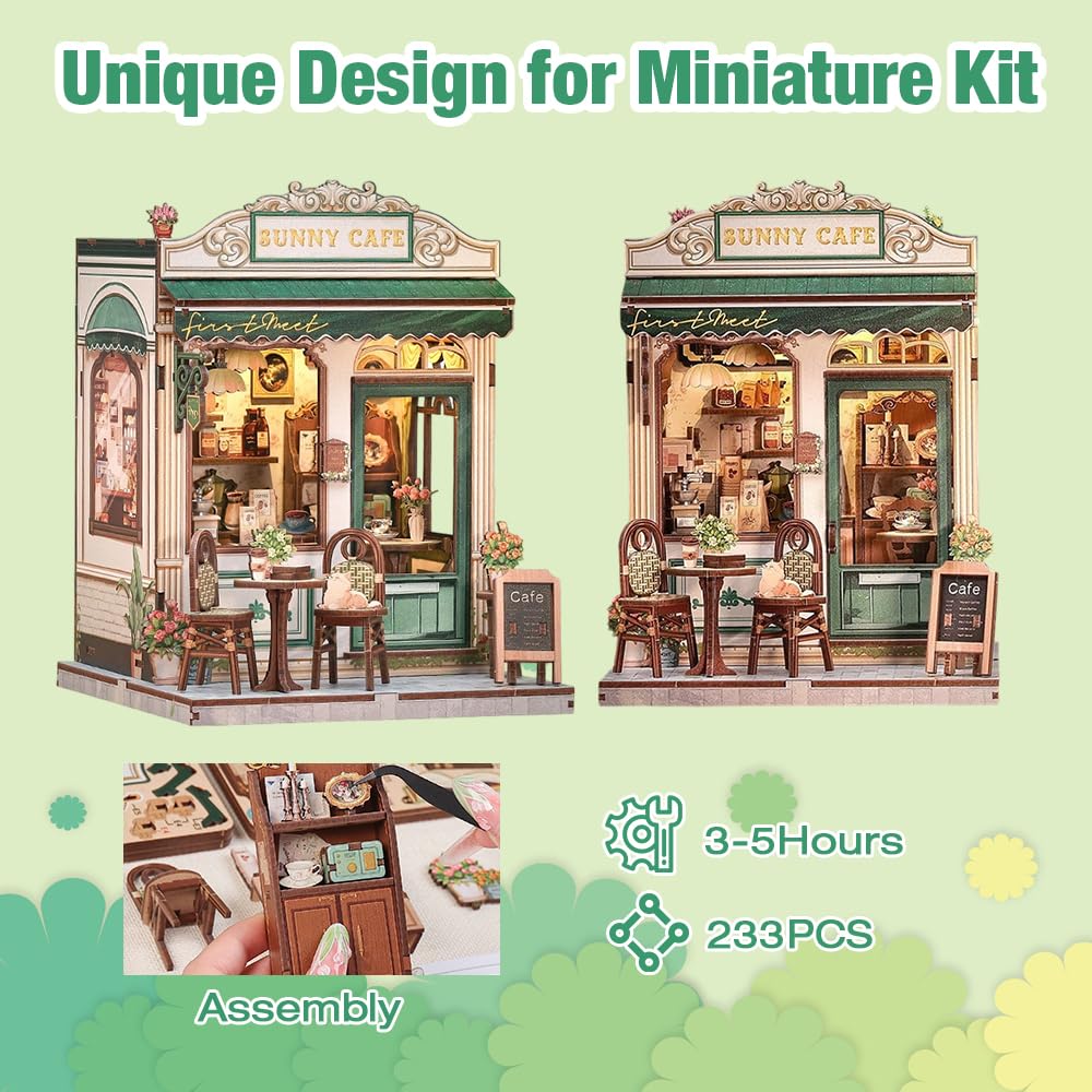 XEERUN Book Nook Kit for Adults DIY Miniature Dollhouse Kit, 3D Wooden Puzzles Book Nook Kit with LED Light - Image 2