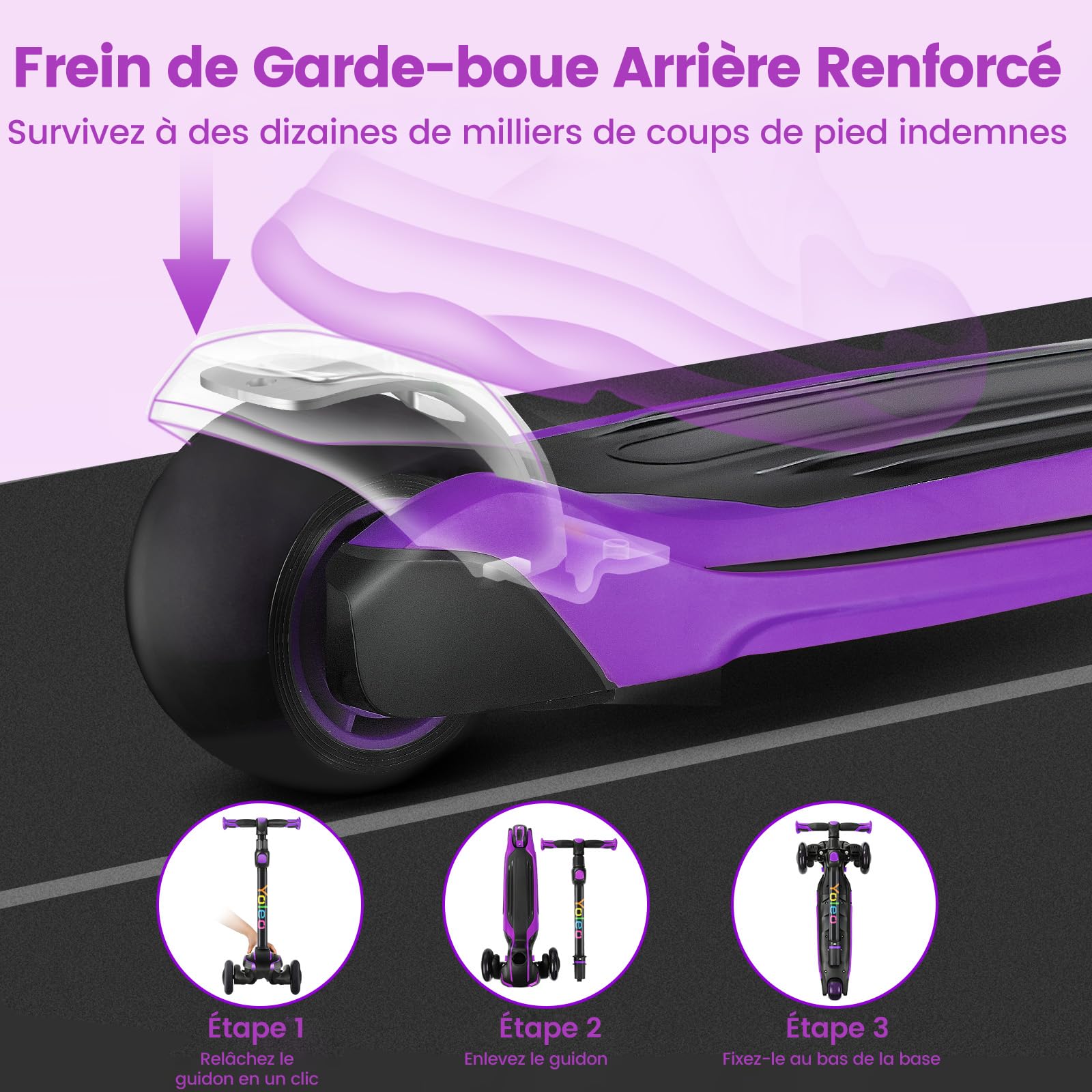 YOLEO Trotinette Enfant 3 Roues de 3 À 12 Ans Trottinette Pliable Ajustable sur 4 Niveaux pour Filles et Garçons, Cadeau Noël Anniversaire, Jouet Idéal