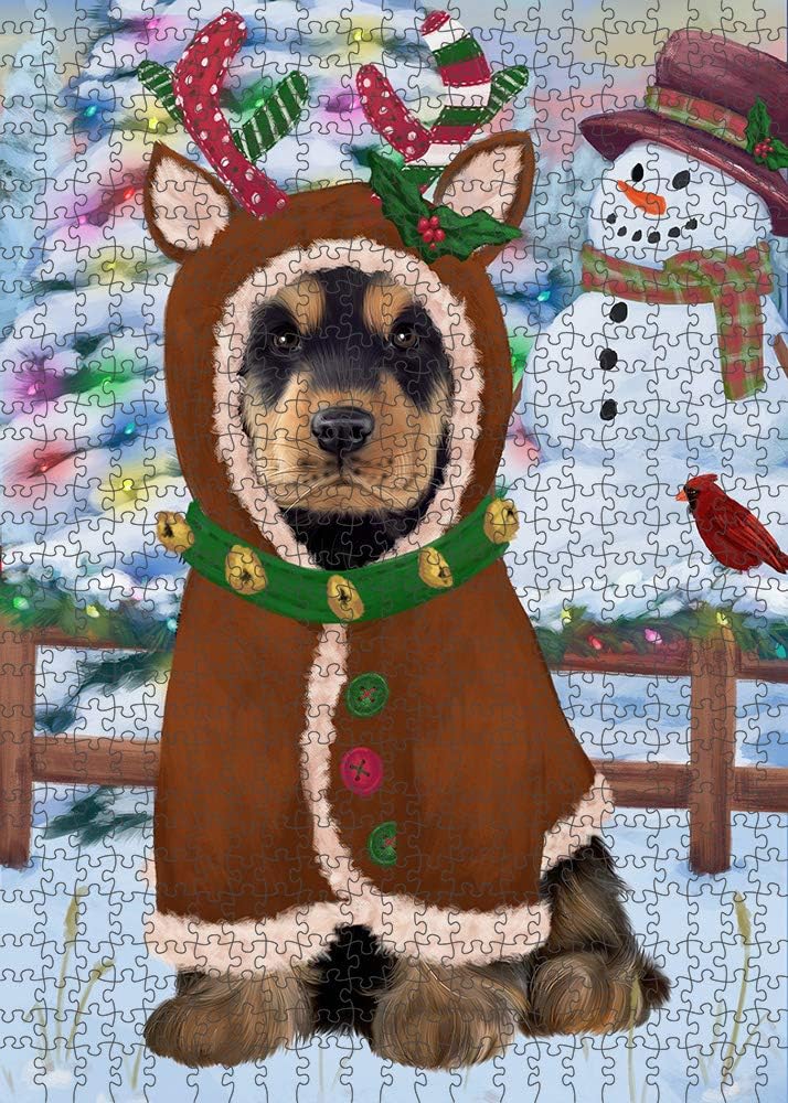 Christmas Gingerbread Reindeer Cocker Spaniel Dog Jigsaw Puzzle for Adults - Animal Printed Interlocking Puzzle Game Artwork - Gift for Dog Lover's - 1000 Pcs 29.5"x19.7"