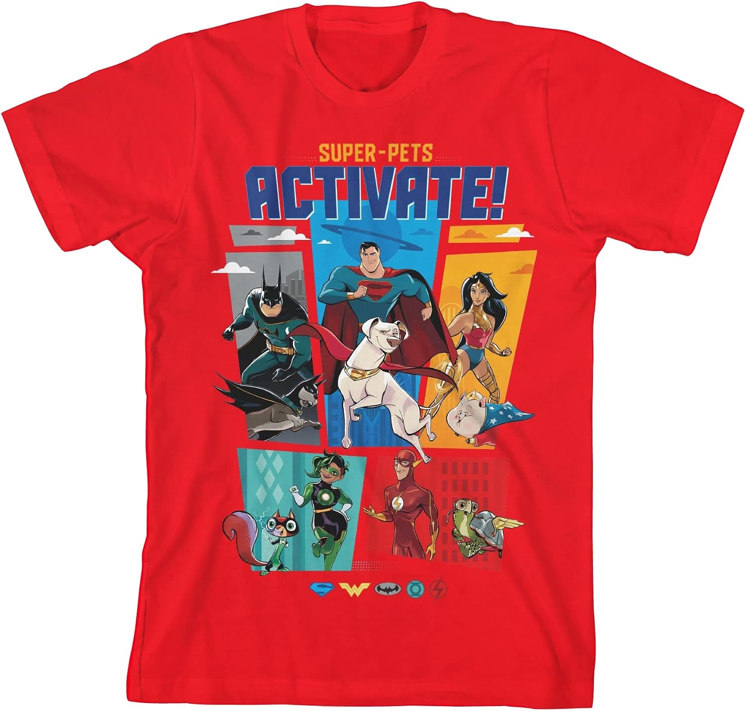 DC League of Super Pets Heroes and Pets Youth Red T-Shirt