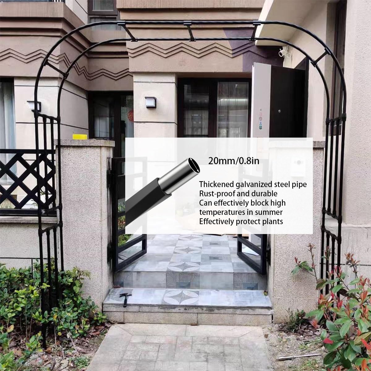 Metalowy łuk ogrodowy do roślin pnących, stabilny łuk różany, ocynkowana krata, na wesela i dekoracje, dostępna w rozmiarach 150 cm, 320 cm, idealna do dekoracji ogrodu i wsparcia roślin
