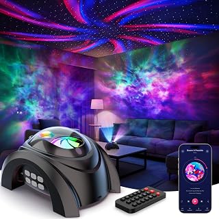 Rossetta Dual Lens Galaxy Star Projector with White Noise, Bluetooth Speaker, Aurora Nebula Lights, Remote Timer for Bedroom Relaxation