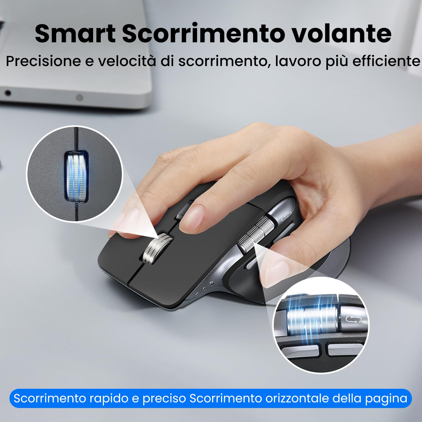 CITLLA Tastiera e Mouse Wireless Combo Tastiera Bluetooth Multidispositivo con Poggiapolsi, Tastiera Ricaricabile Retroilluminata, Mouse Silenzioso Ergonomico per Computer Desktop PC Portatile