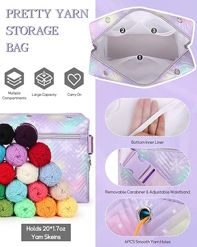 Miniatura 9 de Coopay Juego de hilo de 8 colores y 54 piezas de ganchillo con estuche, juego de ganchos de 0.6 a 0.236 in, libro de ganchillo y accesorios, kit de