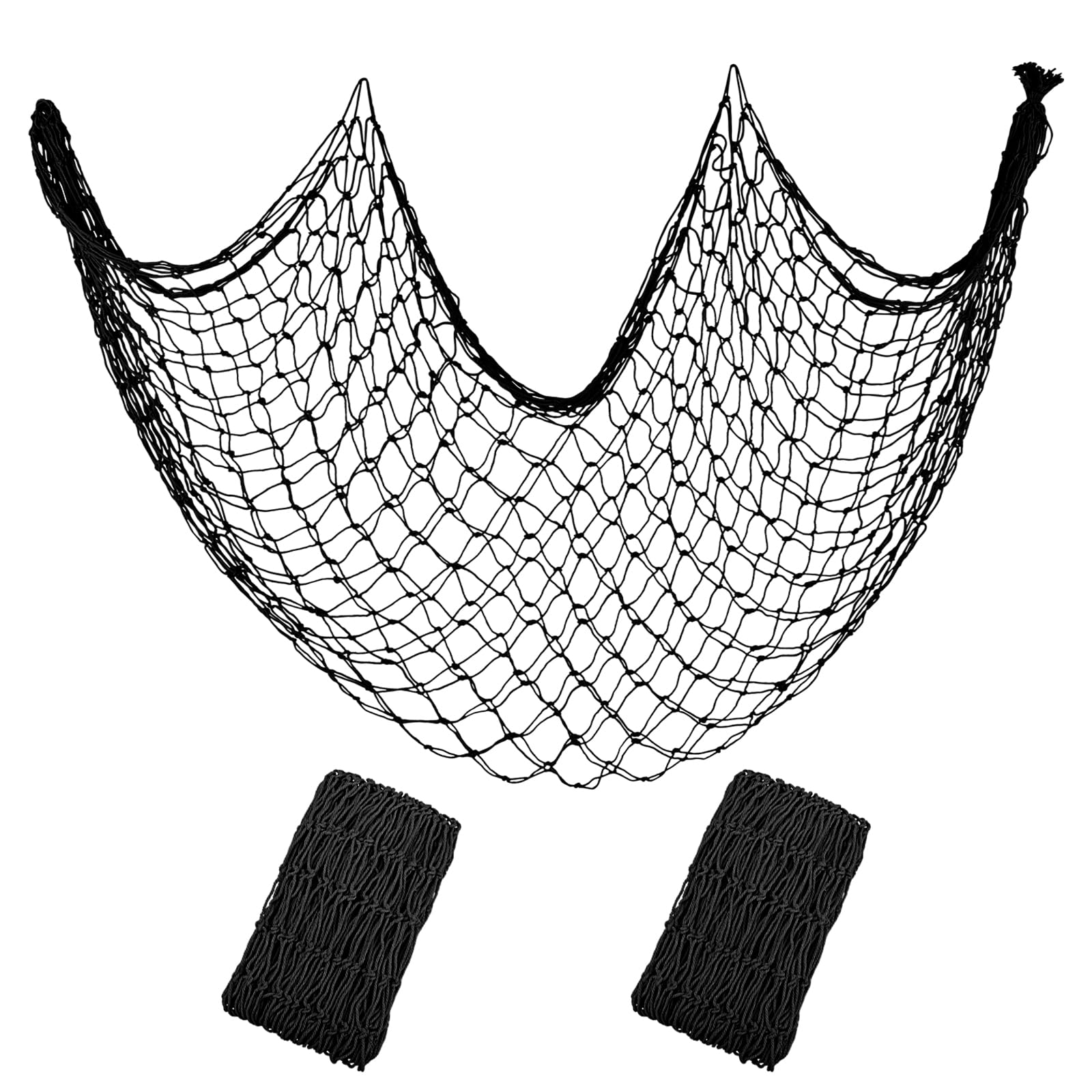 Decorative Fishing Net 80x40 Inch, Patioland 2 Pack Large Black Picture Fish Net, Wall Photo Hanging Fishnet for Nautical Mermaid Pirate Ocean Themed Hawaii Beach Under The Sea Party Decorations