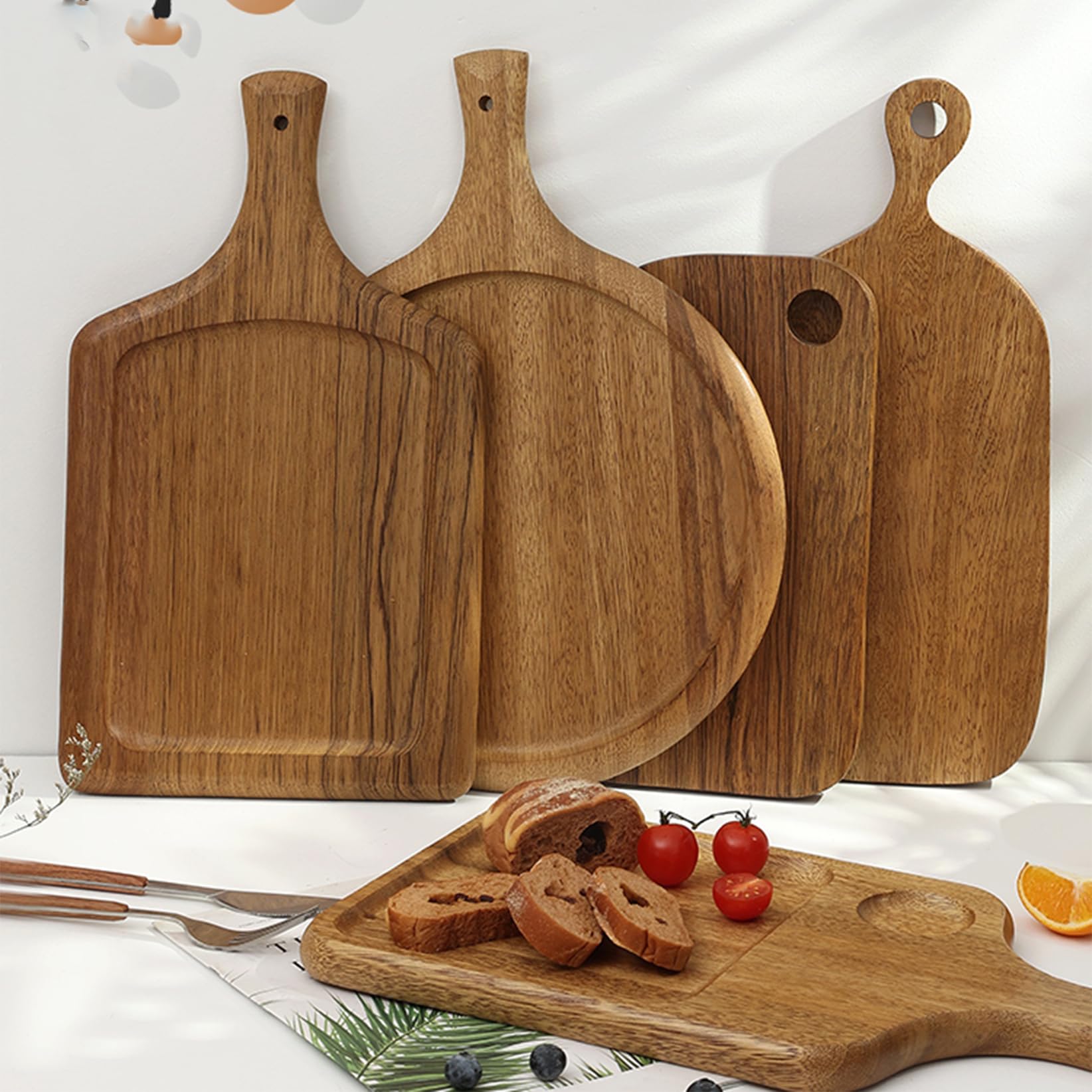 Solidna Drewniana Deska Do Krojenia Kuchenna Zagęszczona Deska Do Krojenia Z Uchwytami Drewniana Deska Do Serwowania Wędlin Deski Do Sera Z Drewna Do Grawerowania Ślubne,（Brown-40 * 30Cm）