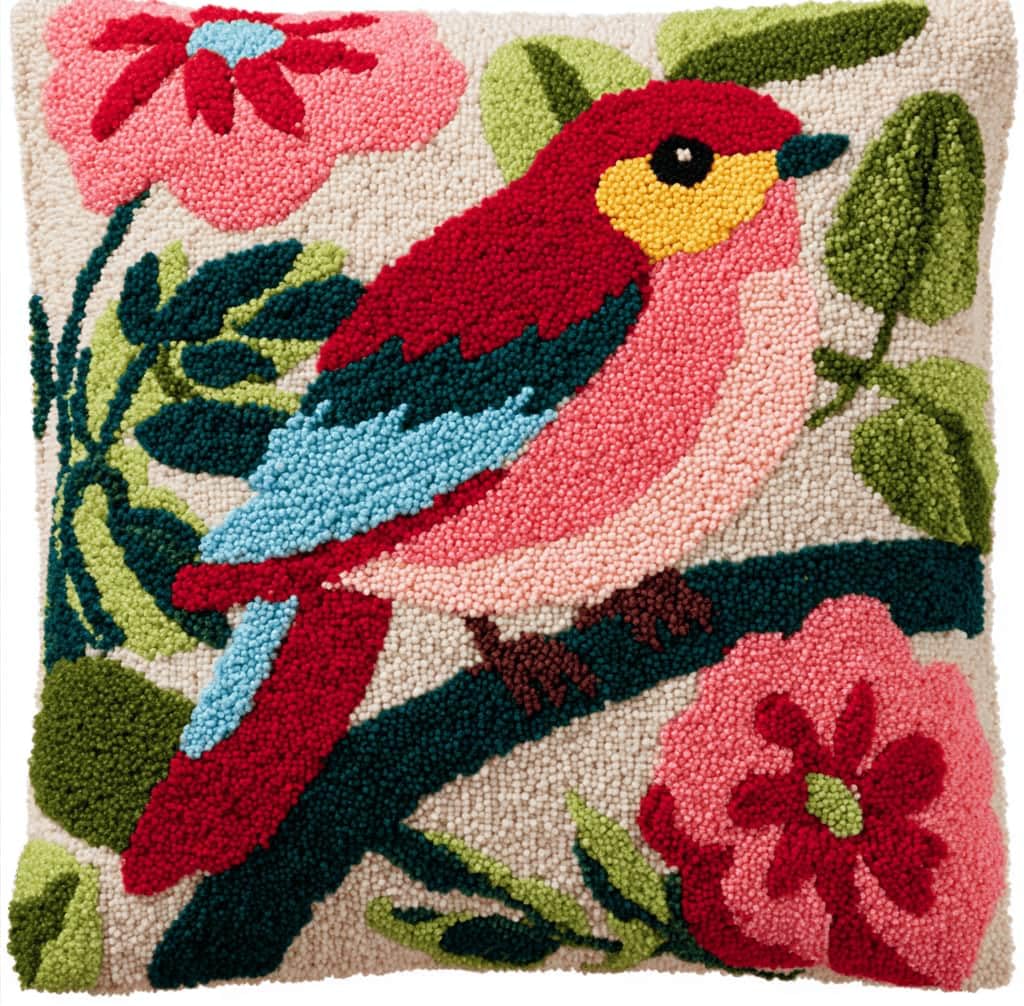 Kitquiver Latch Hook Kits Donkey for Adults,Jungle Bird DIY Latch Hook Cushion Kits and Latch Rug Kits Cross-Stitch Embroidery Cushion Cover for Home Sofa Decoration 17X17 in
