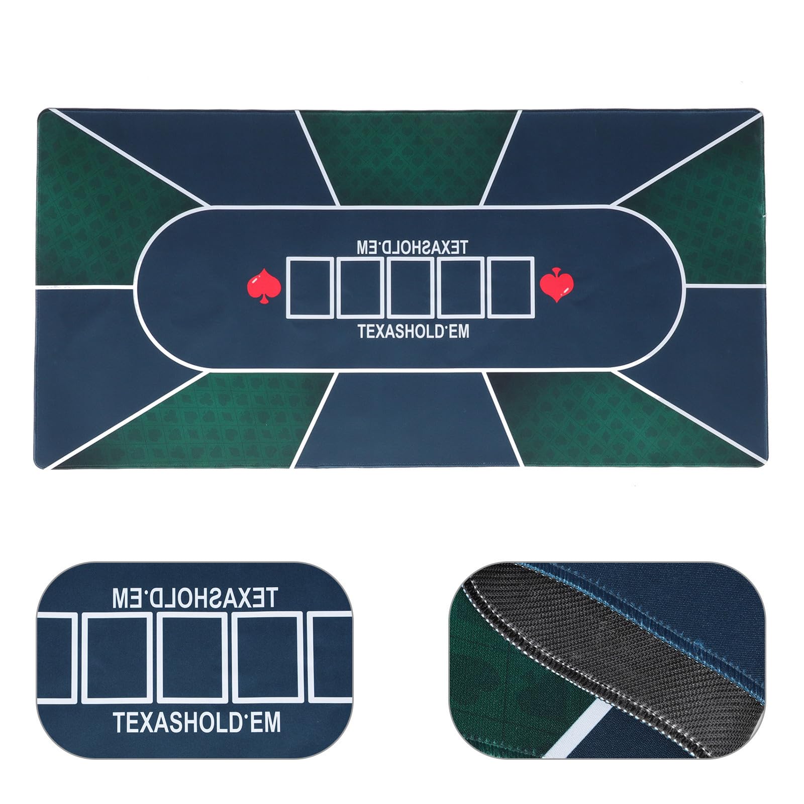 Mipcase Pokermatte aus Gummi Rechteckig Weiche Spielmatte mit Schalldämmung Klassisches Druckmuster für Poker und Brettspiele