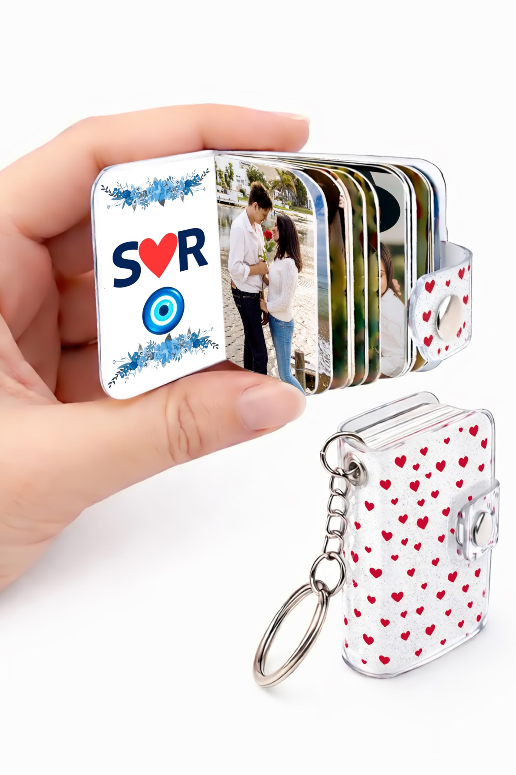 Custom Photo album Keychain with photo | 12–23 Photos & custom text | UV Acrylic Printed cover | Gift for Couple, Valentine, Anniversary & Birthday Gift-image-26