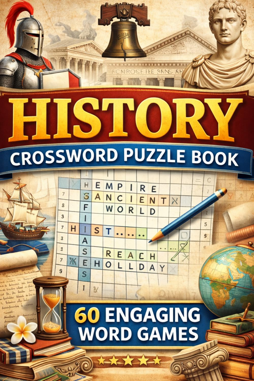 History Crossword Puzzle Book: 60 Engaging Word Games: Ancient Civilizations, World Events & Famous Figures | Educational Fun for Adults