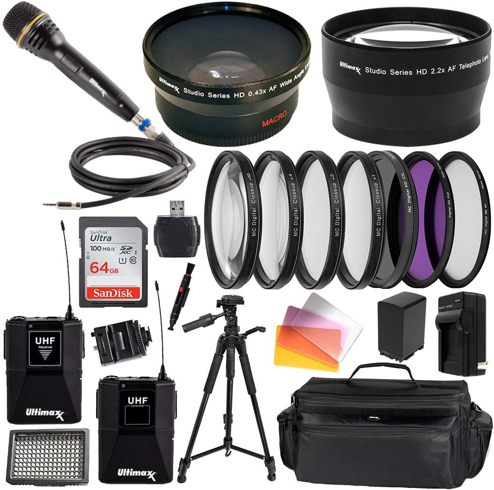 Ultimaxx’s Professional Broadcasting Accessory Bundle Includes Studio Wireless Microphone and More for Canon Compatible with:Canon XA40,XA45,XA50, XA55,XA60,XA65, XA70,XA75,XA5, XA11, and More