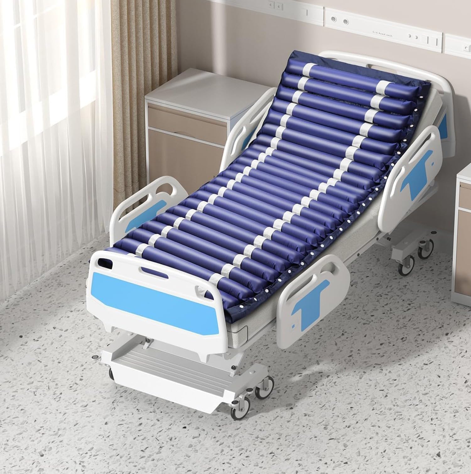 Colchón Antiescaras,Kit Antiescaras Colchón De Aire Y Bomba con Regulación, Almohadilla para Colchón Alivio Presión, Airbag Desmontable,Prevención Y Alivio De Úlceras por Presión,190×90Cm