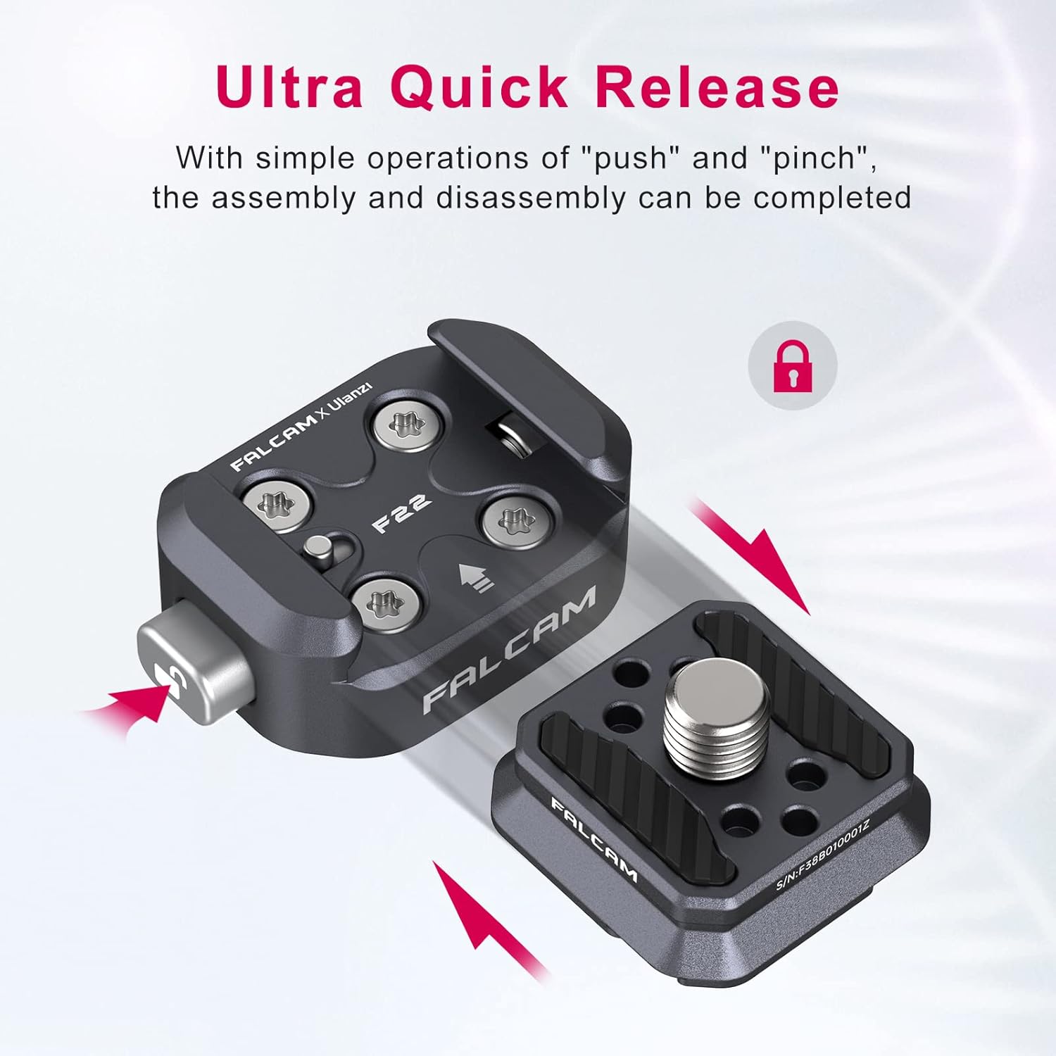 ULANZI F22 Quick Release Plate, Camera Mount Thread Adapter Seat Quick Setup Kit with 1/4" Screw to F22 QR System for Canon/Sony/Nikon Cameras/DJI/Moza Stablizers Switch Between Tripod/Monopod/Slider - Image 2