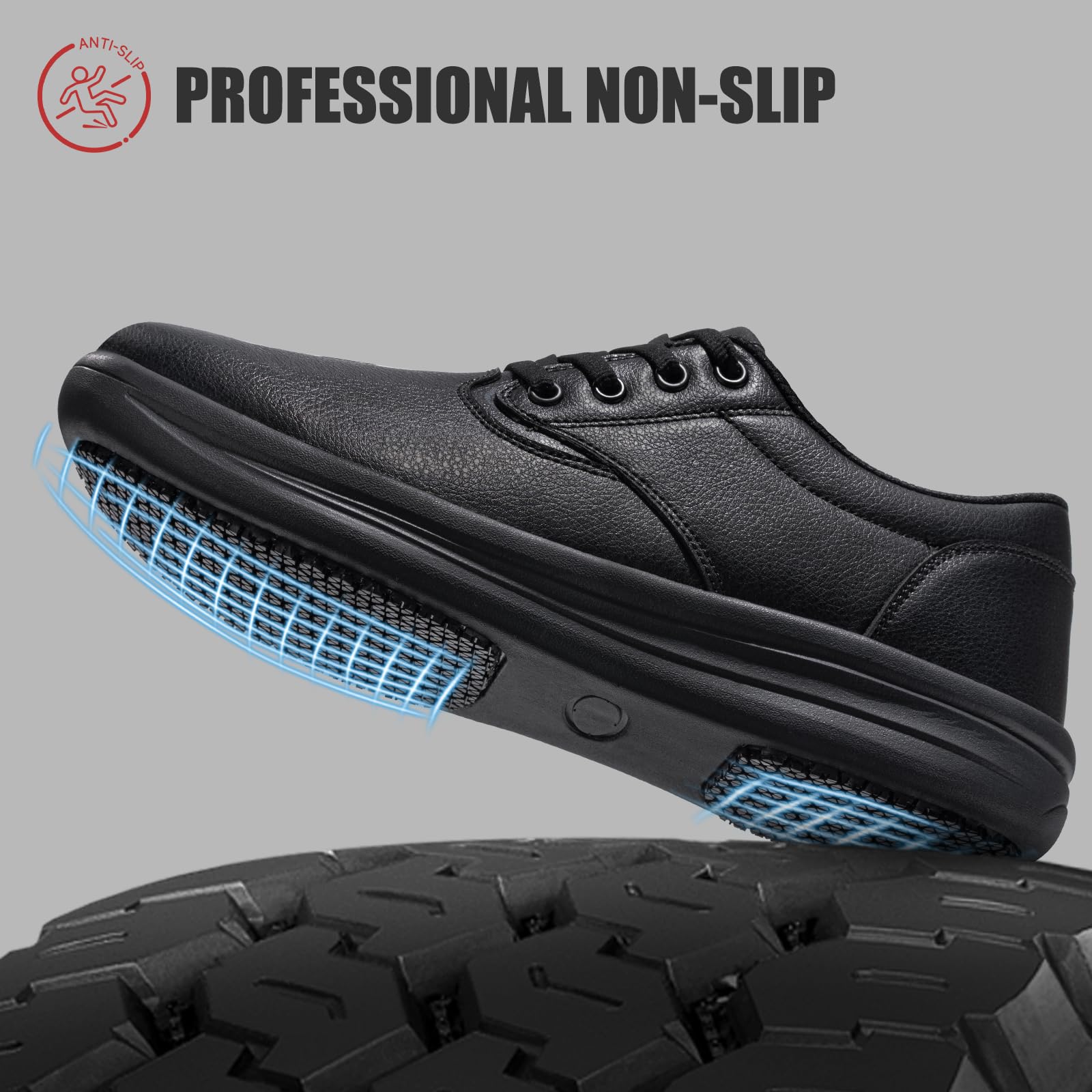 LARNMERN Zapatos de trabajo antideslizantes para hombre, impermeables, para