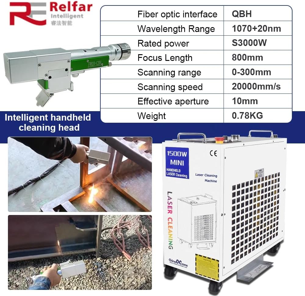 US STOCK Laser Cleaning Machine 1500W/2000W Single Pendulum Rust Removal Cleaning Oil Paint for Metal Cleaning Width 300MM Rust Removing Machine Laser Cleaner Machine 220V (1500W)