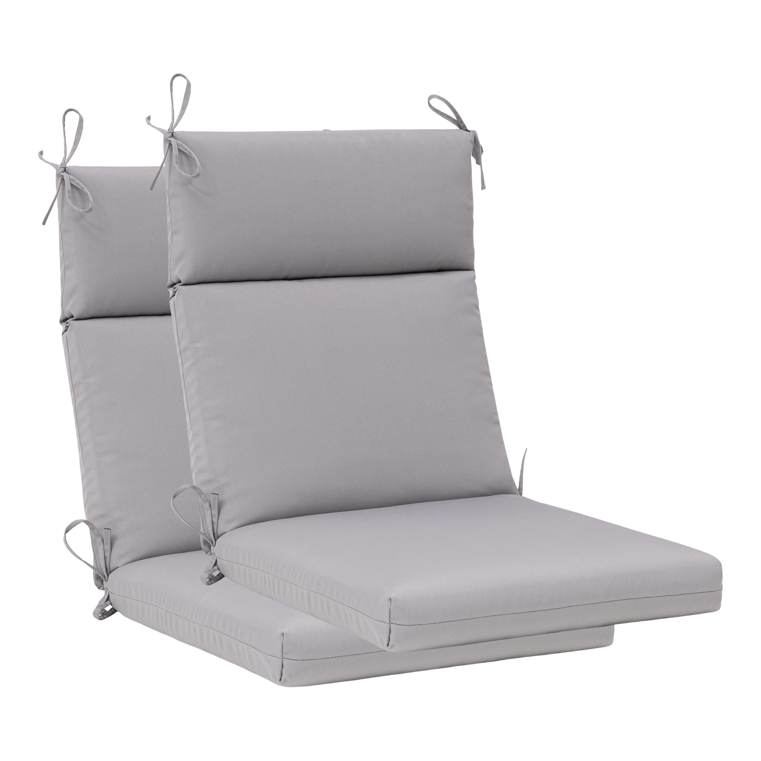 QILLOWAY High Back Outdoor Rocking Chair Cushions Set of 2, Weather Resistant Foam Patio Chair Cushions,Grey