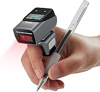Vista 1 de Eyoyo Escáner de código de barras de anillo Bluetooth 2D con pantalla, mini lector de código de barras QR inalámbrico portátil compatible con iPad