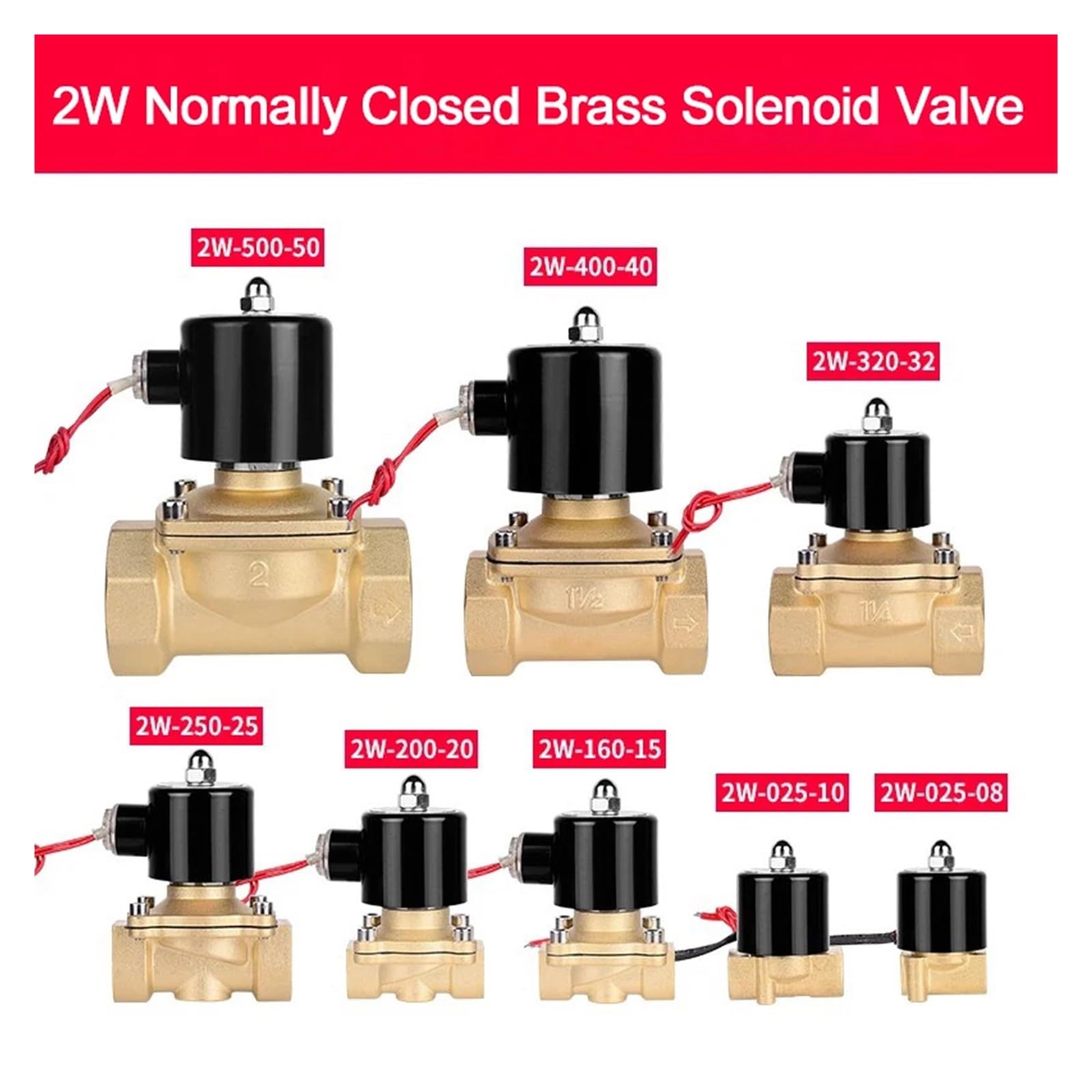 Válvula Solenoide normalmente cerrada de 1/8 ", 1/2", 1 ", 1-1/2", 2 ", 2 vías, for agua, aceite, aire, latón, eléctrica, 380V, 220, 110, 24V, 12V Excelente sellado(1-1/2",BSP_110AC)