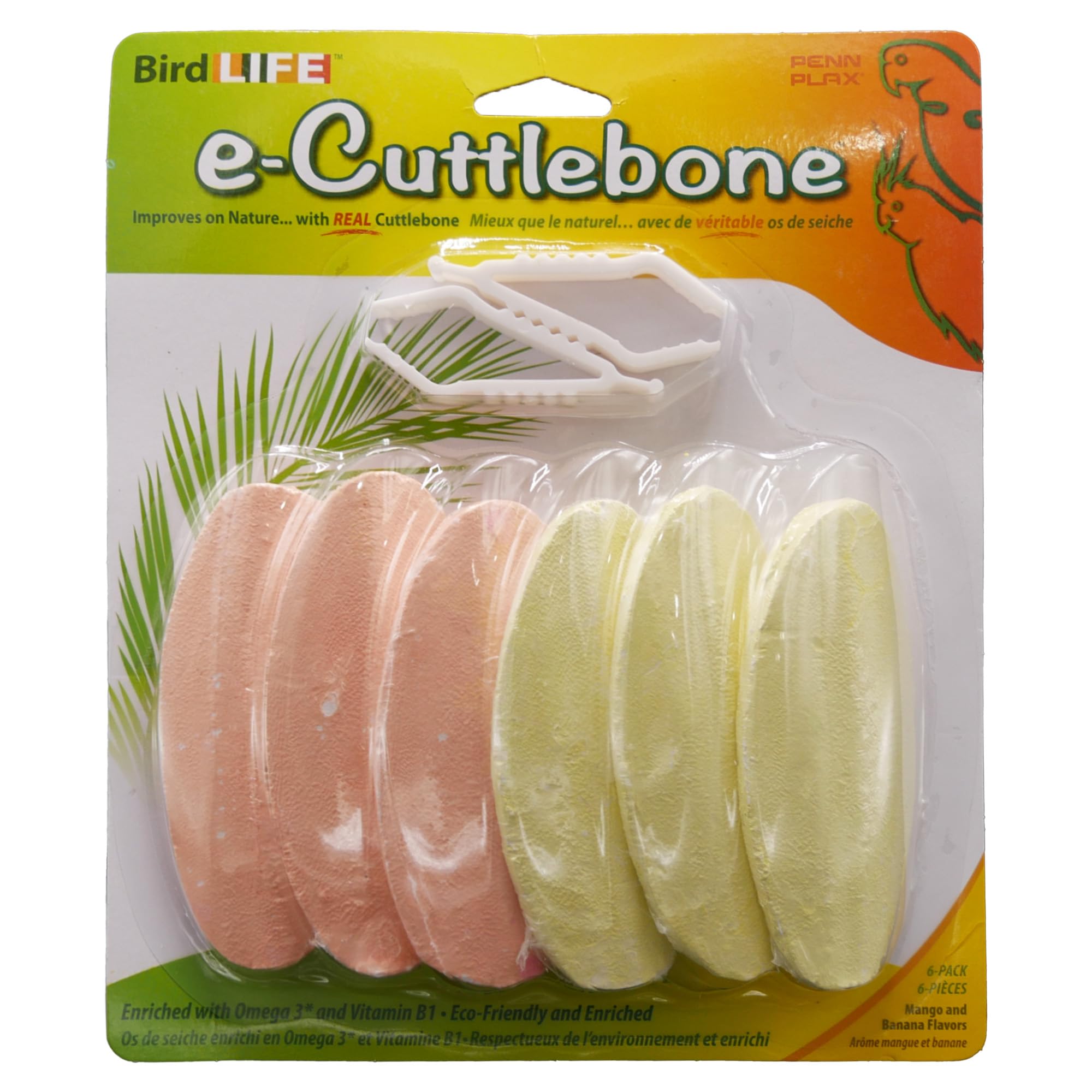 Penn-Plax Bird-Life E-Cuttlebone Flavored, 1 Pk (6 Counts) - Mango &amp; Banana