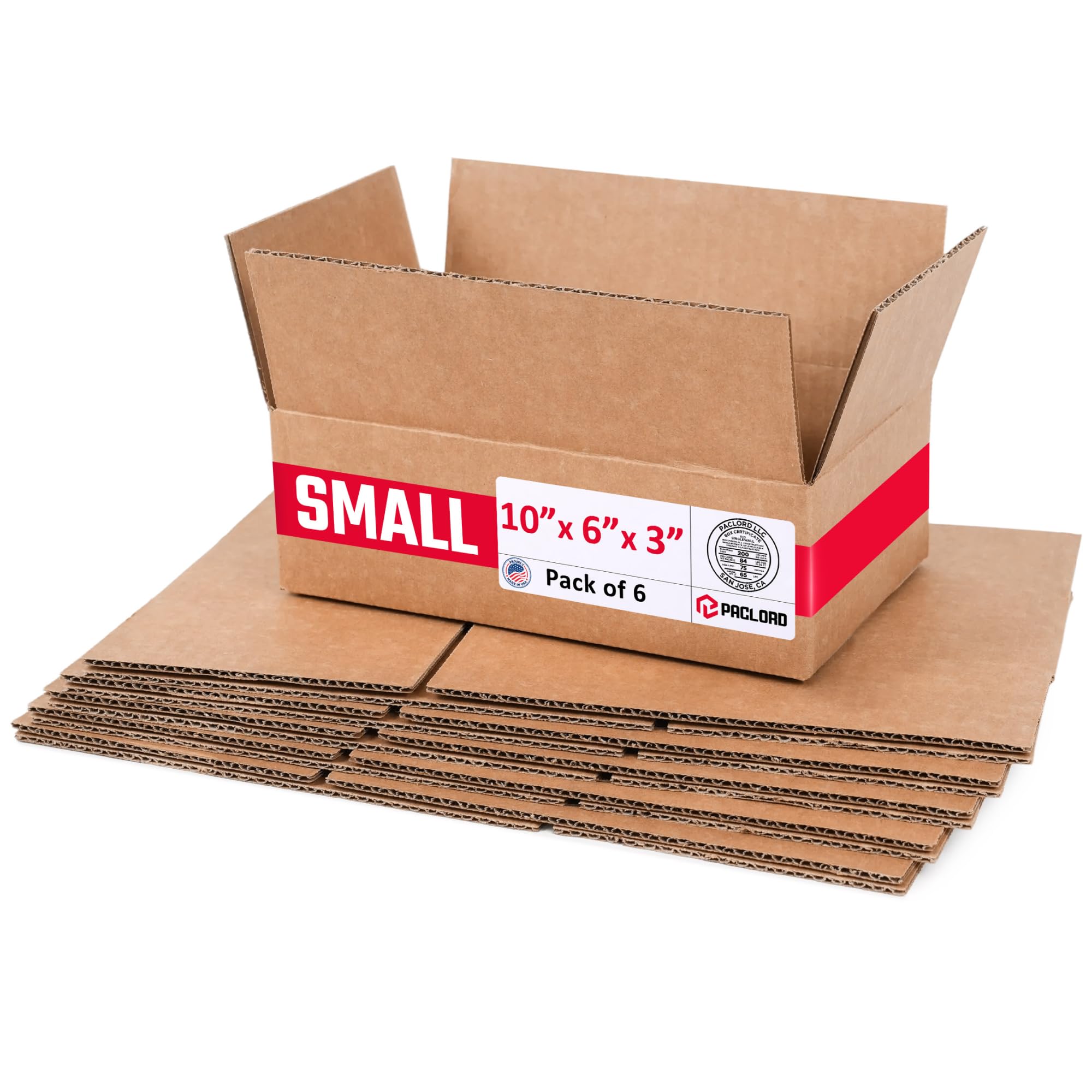 Small Cardboard Boxes 10"L x 6"W x 3"H (Pack of 6) - USA-Made Packing Boxes for Moving, Shipping, or Storage - USPS, UPS, FedEx Approved - Professional Packing Supplies for Moving | USA-Made Packing Boxes for Moving, Shipping, or Storage - USPS, UPS, FedEx Approved - Professional Packing Supplies