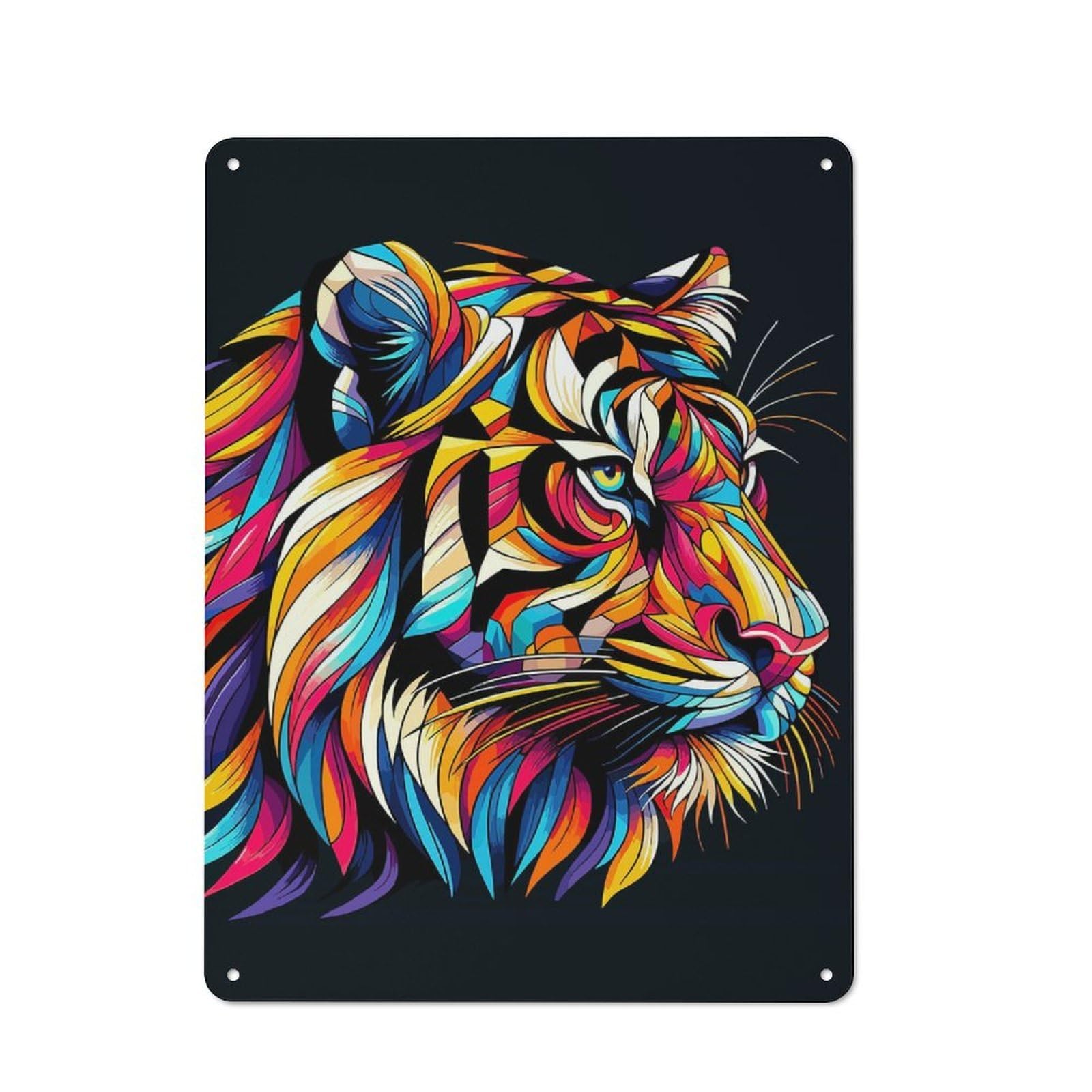 Junmoney Tiger Wpap Pop Art Tin Sign 40X30cm With For Hallway Wall, Retro Decor, Suited To Hallway Decor Lovers