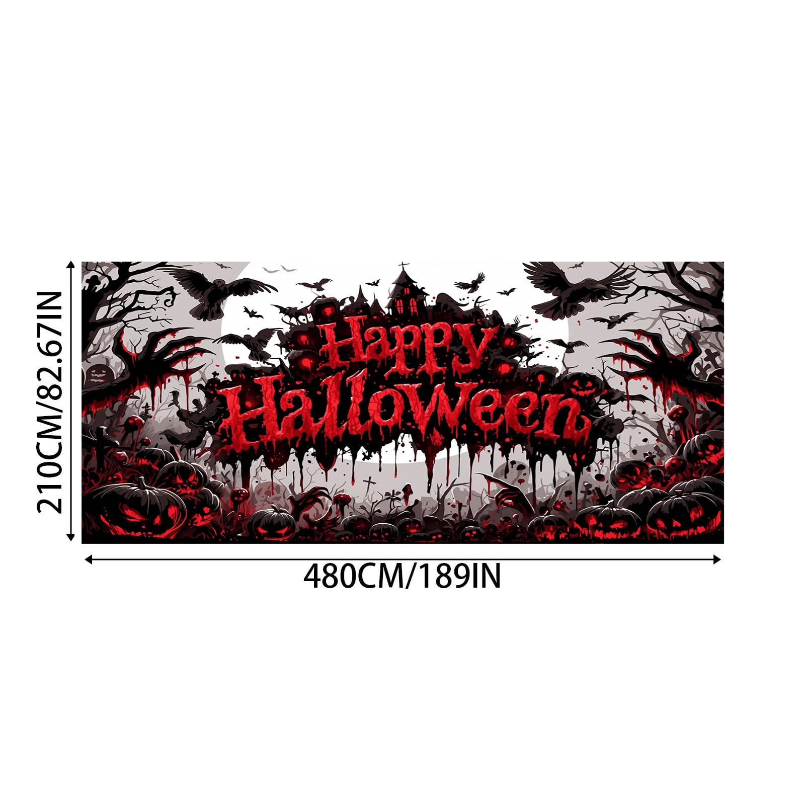Letrero de Halloween para puerta de garaje, fondo espeluznante que deja una profunda impresión en vecinos y turistas.
