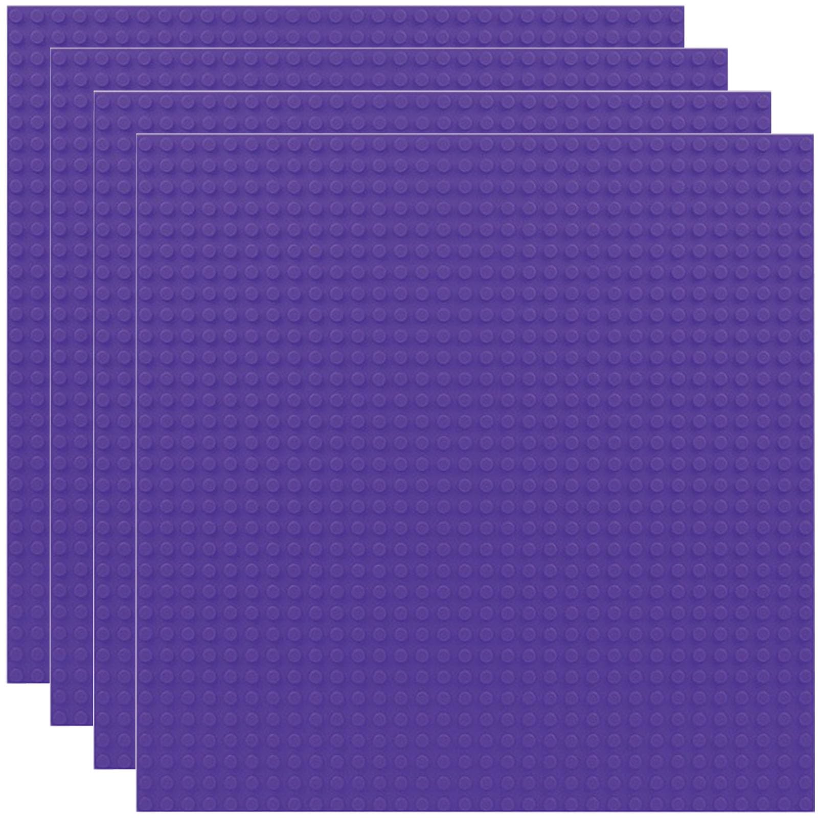 Classic Baseplates for Lego, 10" x 10" Building Brick Base Plates 32x32 Stud, 100% Compatible with All Major Brands Baseplates for Building - Purple 4pcs