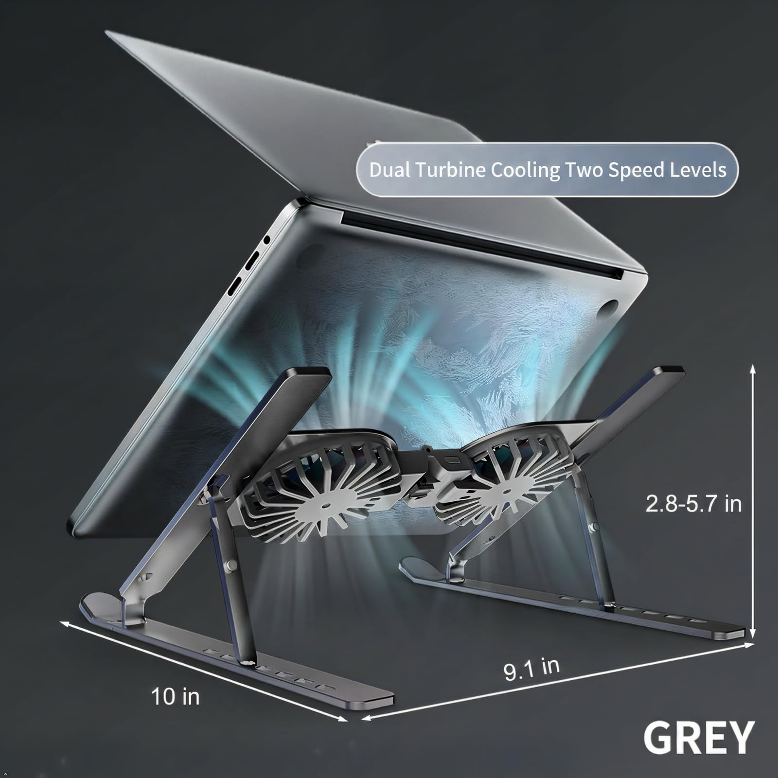 Soporte de refrigeración para portátil, doble ventilador, RGB, altura