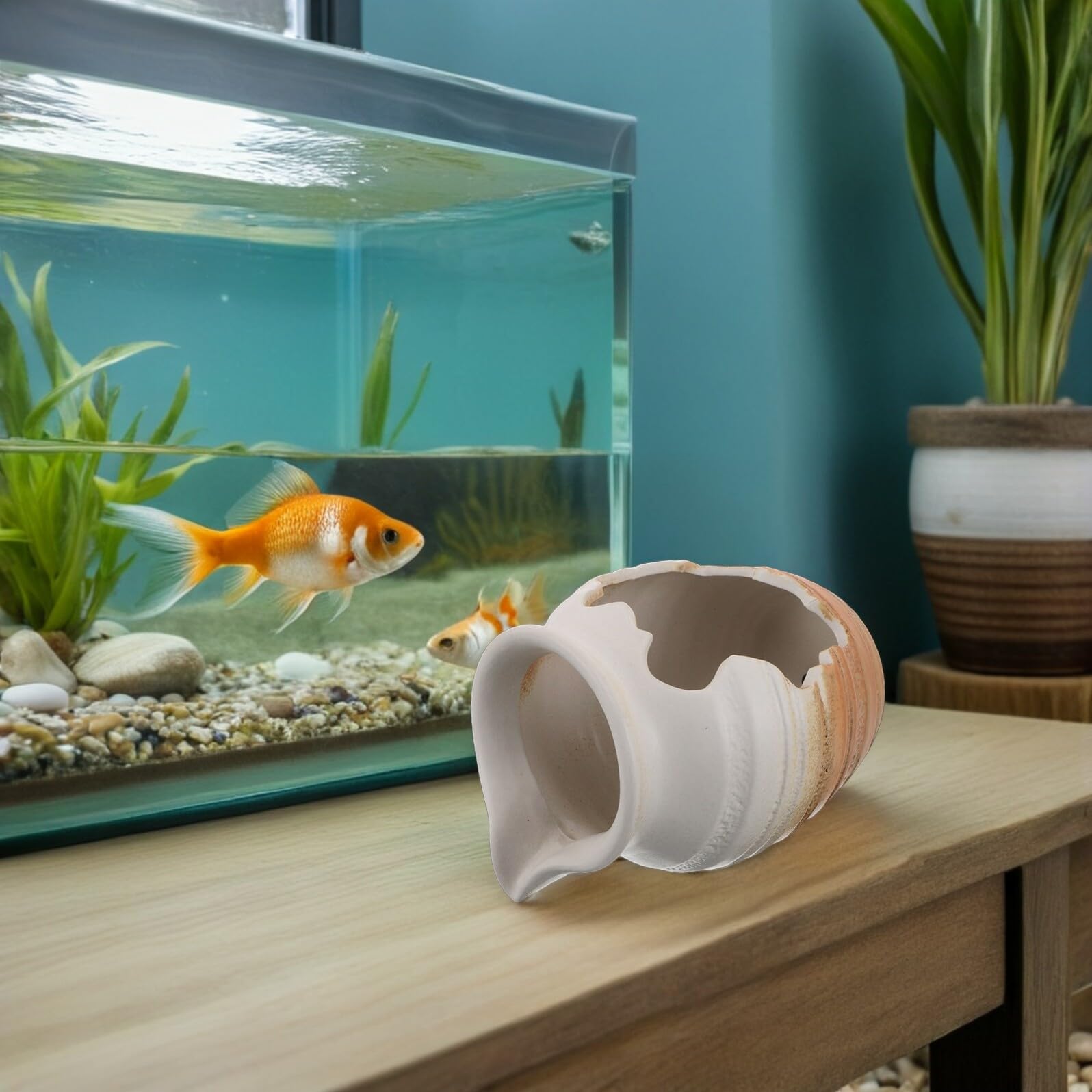 BESTonZON Fontaine Cascade Céramique pour Aquarium Décoration De Jardin Intérieur Élément Décoratif avec Filtre Média