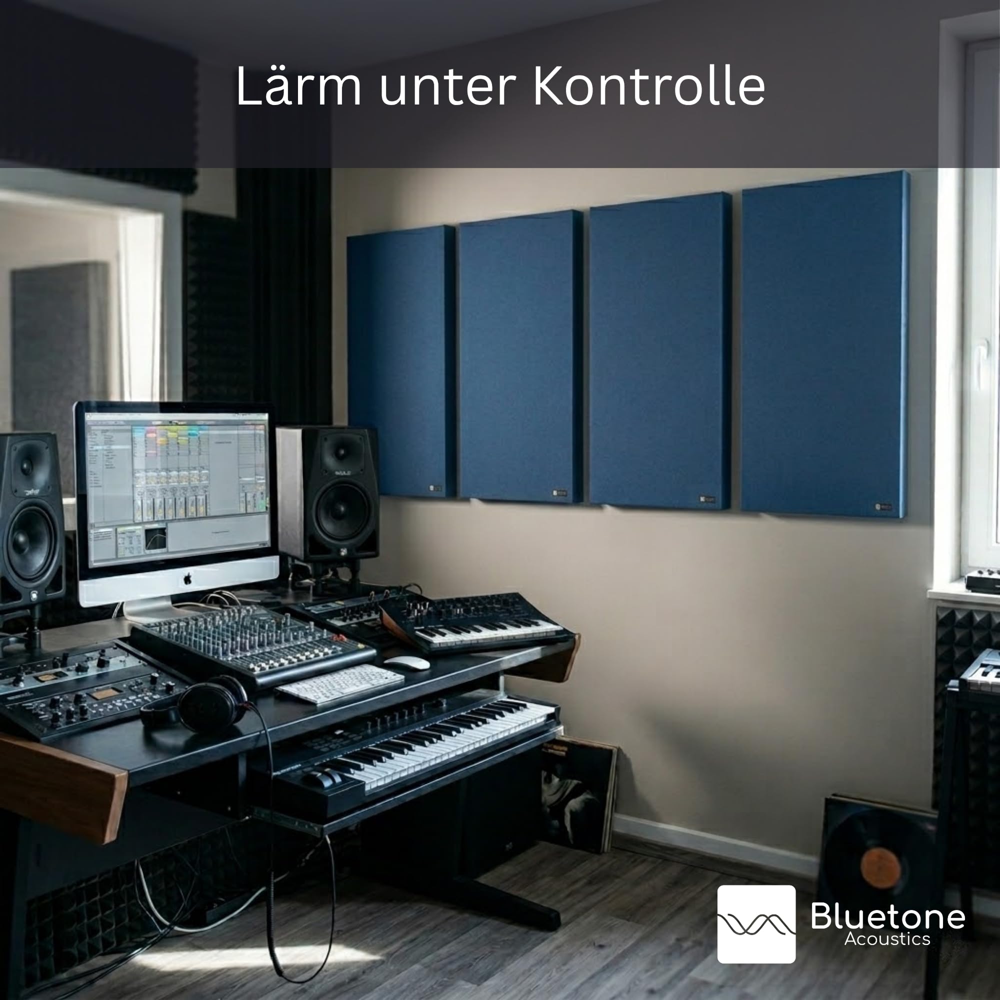 Bluetone Acoustics Wall Panel Pro - Professionel Schallabsorber - Akustikpaneele für die Raumakustik - Akustikplatten und absorber - Acoustic Panel - Akustikelemente (100x50x5cm, Türkis)