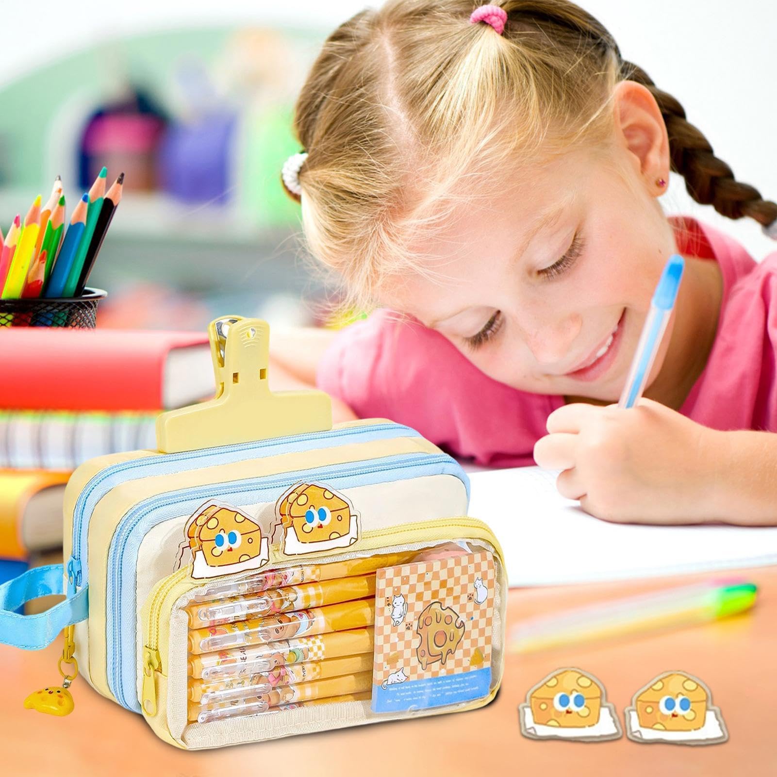 Estuche Para Lápices Estuche Con Cremallera De Dibujos Y Gran Capacidad