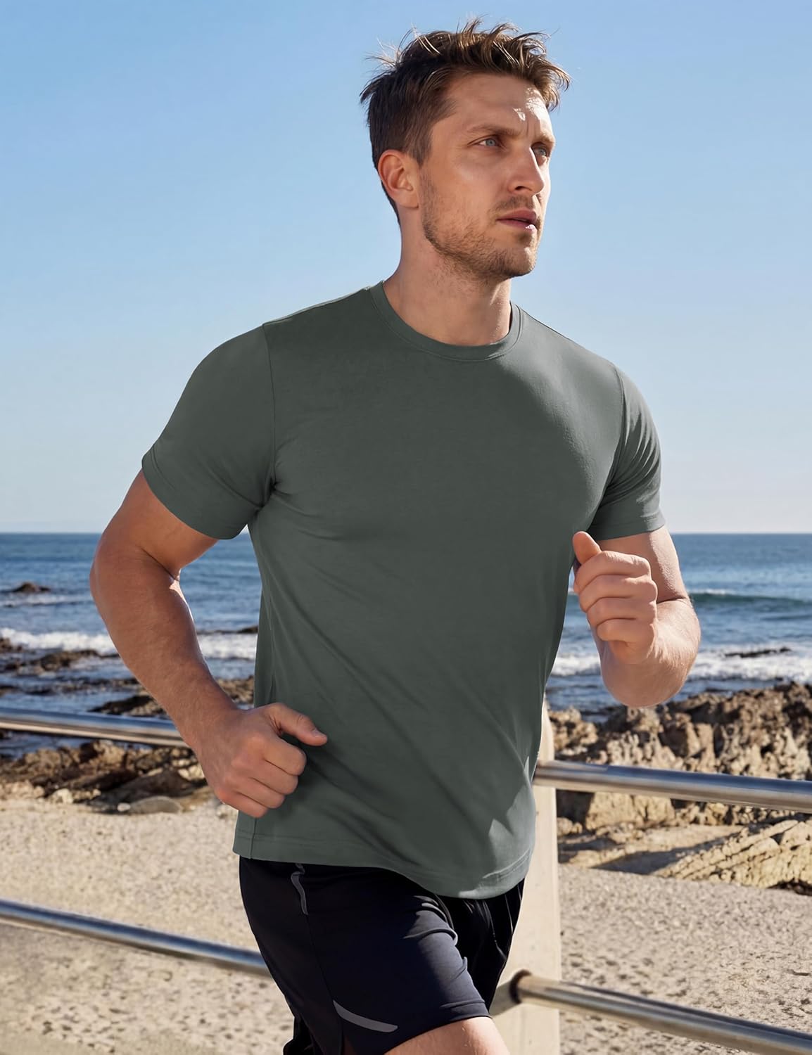 MAGCOMSEN Men's Workout Shirts Dry Fit Short Sleeve Shirts UPF 50+ Moisture Wicking Athletic Swim Tshirt Running Gym Fishing - Image 3