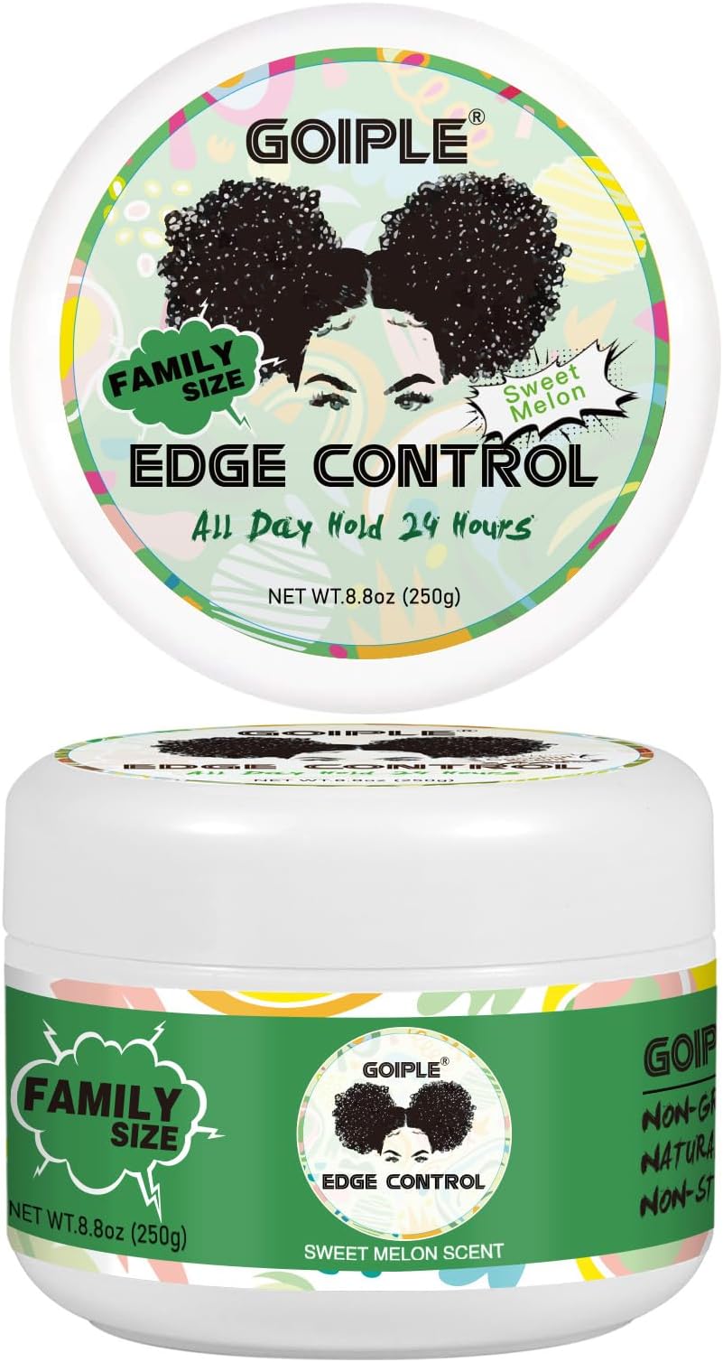 8.8 OZ Edge Control Wax for Women Strong Hold Non-greasy Edge Control Smoother Edge Wax Styling Gel Edge Control for Black Hair No Flaking, White Residue, Shine and Smooth (Sweet Melon)