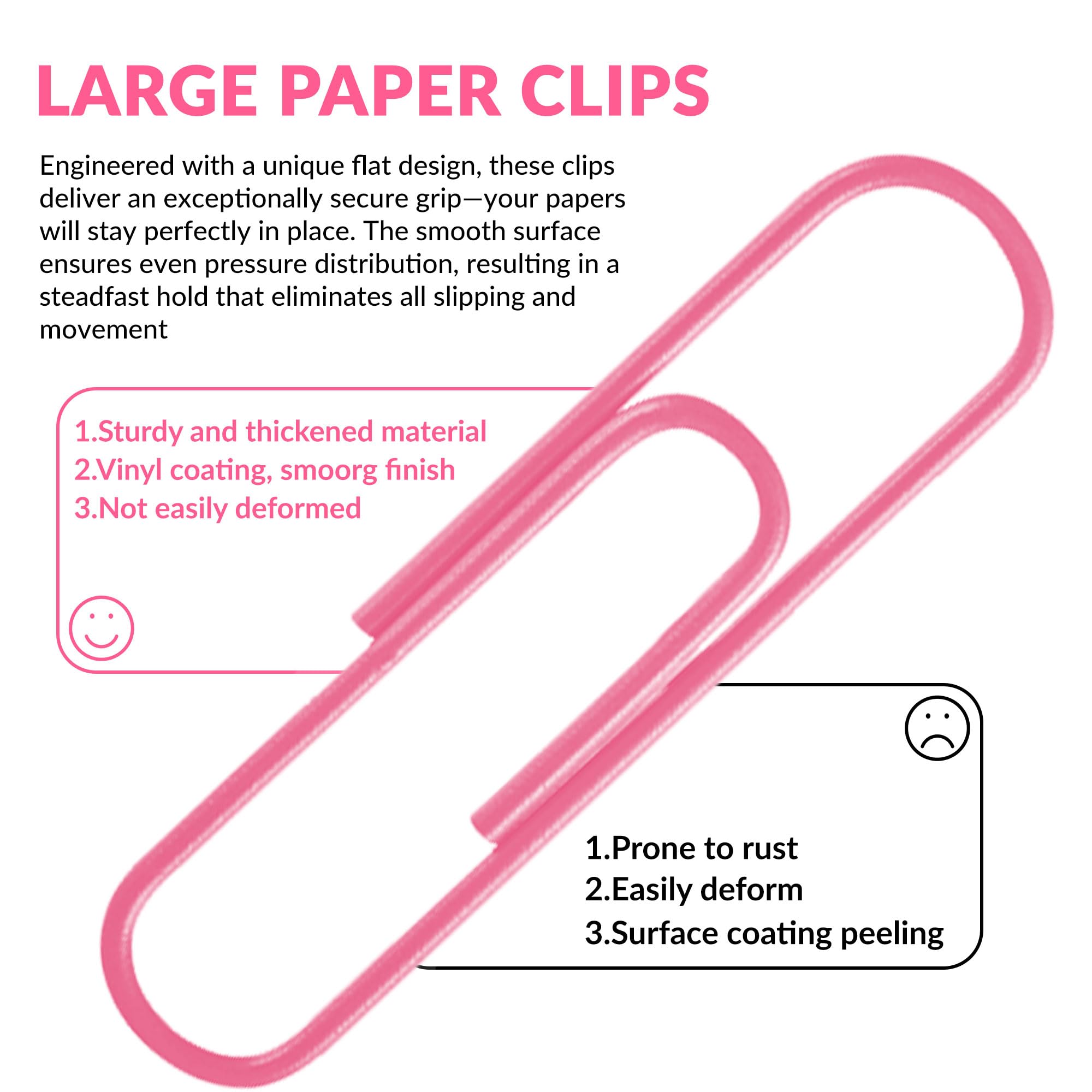 Jumbo-Büroklammern, 5,1 cm, Büroklammern, Bürobedarf, 100 Stück (Jumbo, Pink)